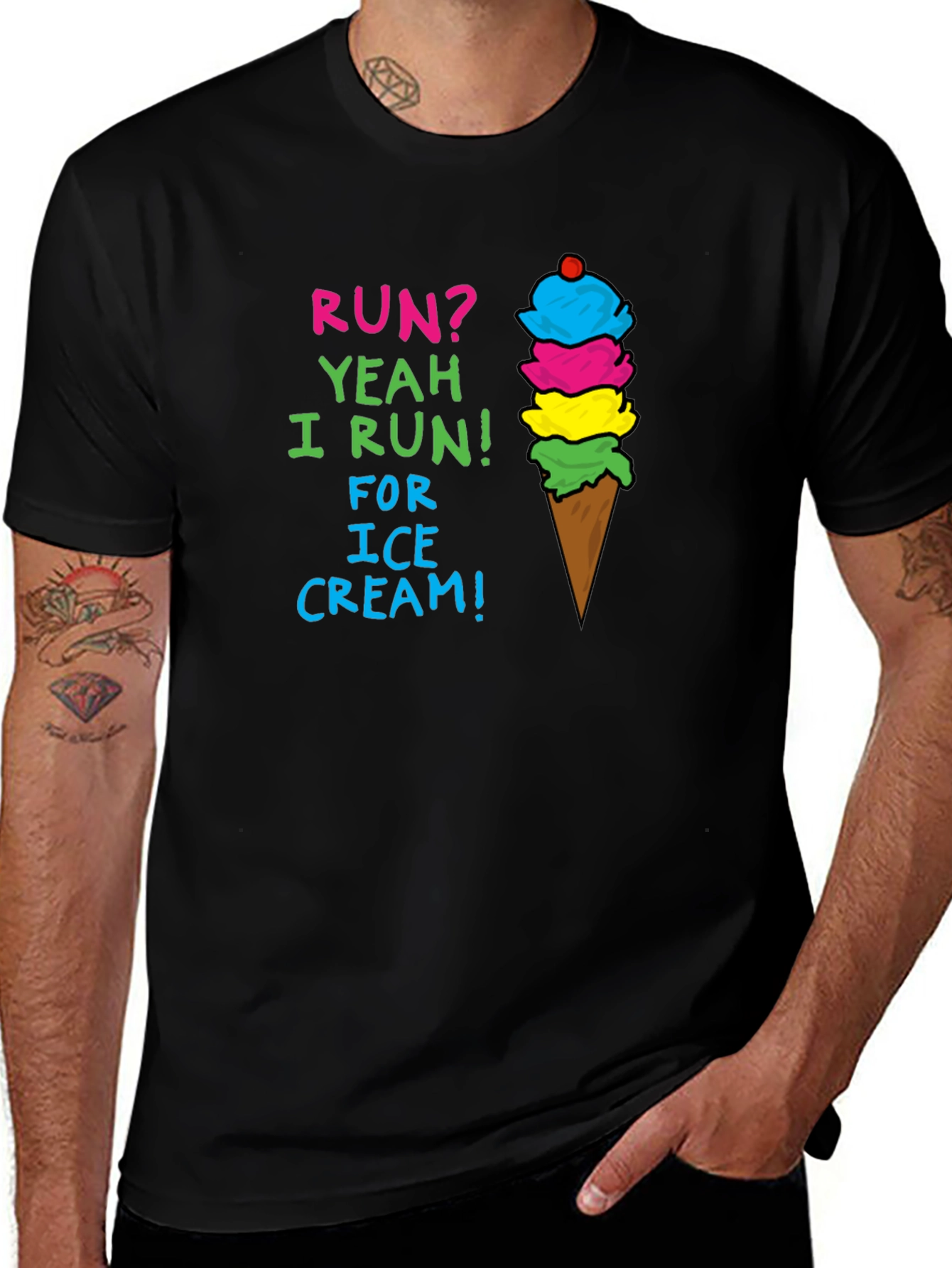 Variant 9 of Run for Ice Cream T-Shirt - Cute Foodie Tee
