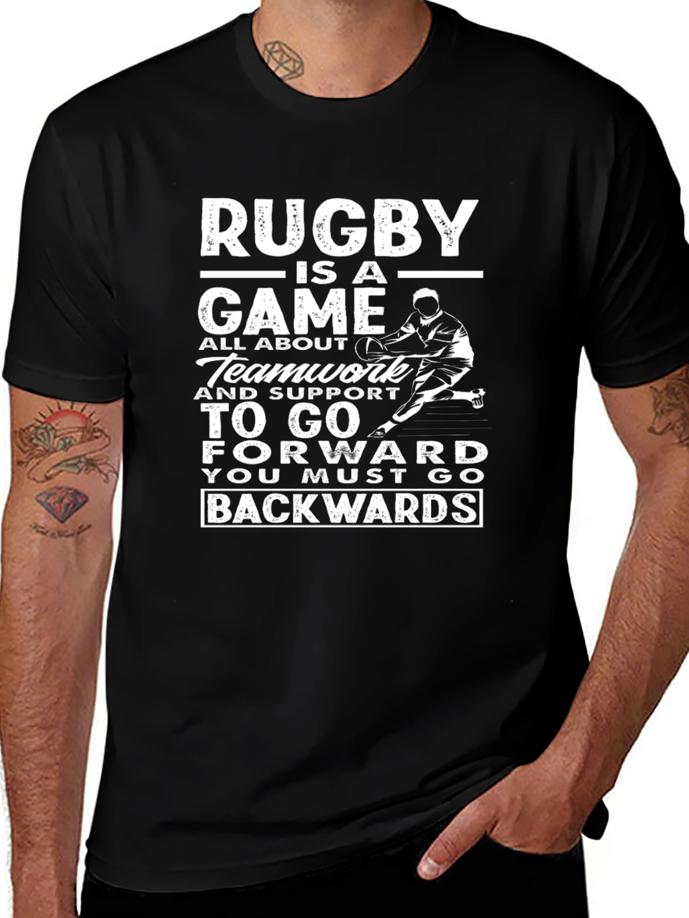 Variant 15 of Rugby Teamwork T-Shirt: Go Forward by Going Backwards