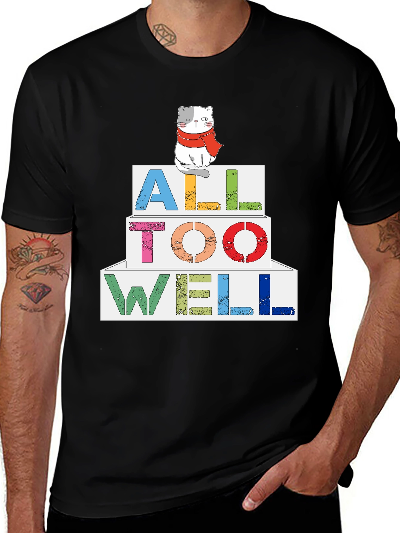 Variant 10 of All Too Well Cat Graphic Tee - Soft Cotton Blend
