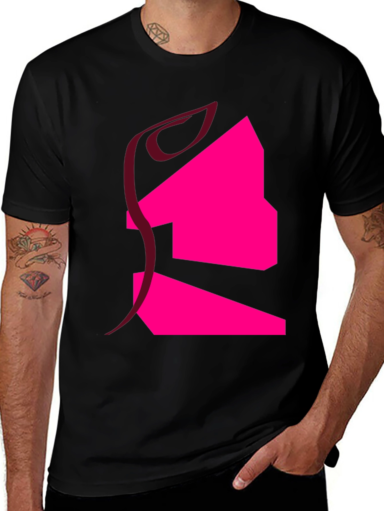 Variant 29 of Abstract Graphic T-Shirt - Black Cotton Blend