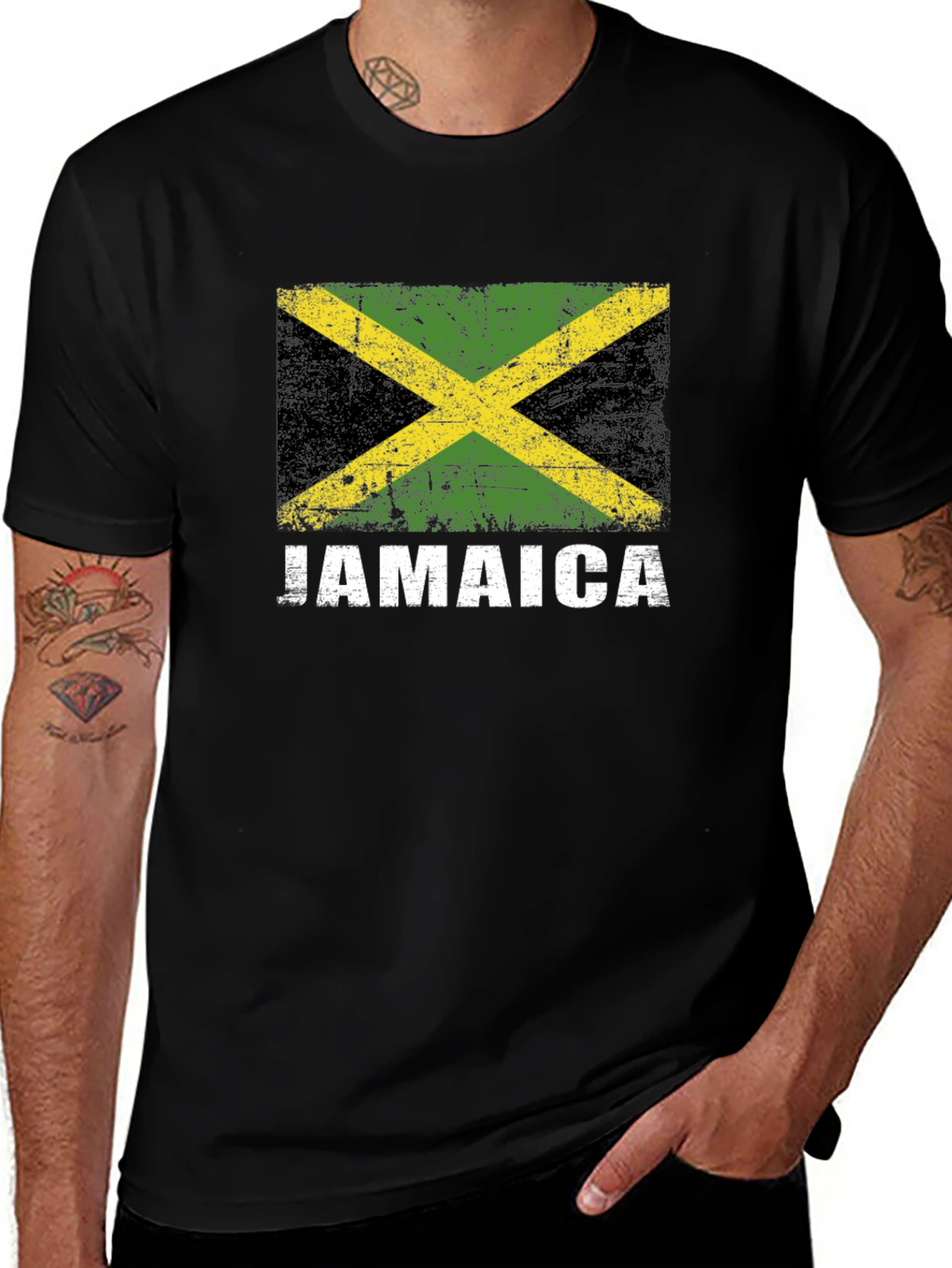 Variant 10 of Jamaica Flag T-Shirt - Distressed Design