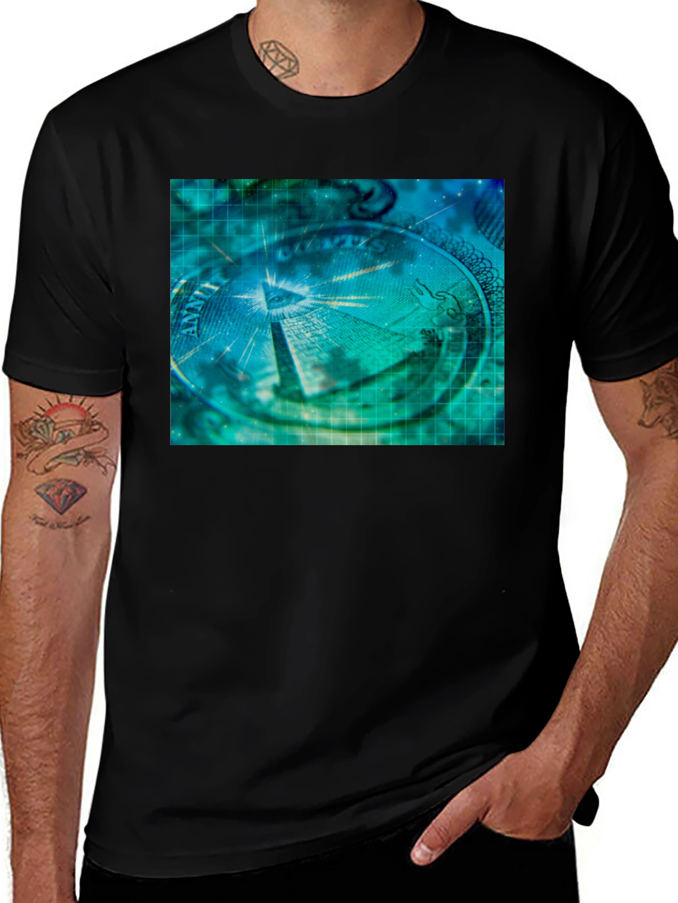 Variant 27 of Illuminati Pyramid Eye Black T-Shirt