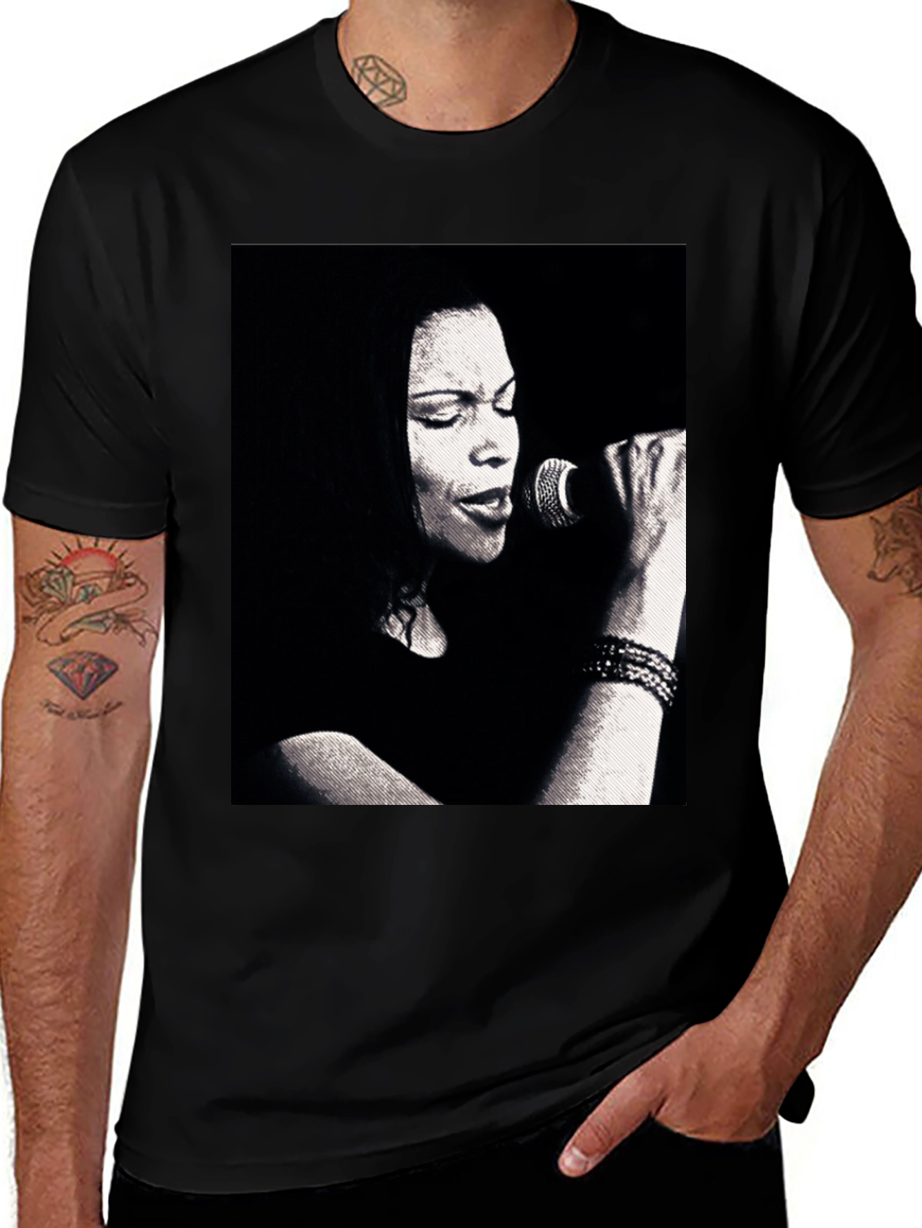 Variant 30 of Black T-Shirt with Singer Graphic Tee for Music Lovers