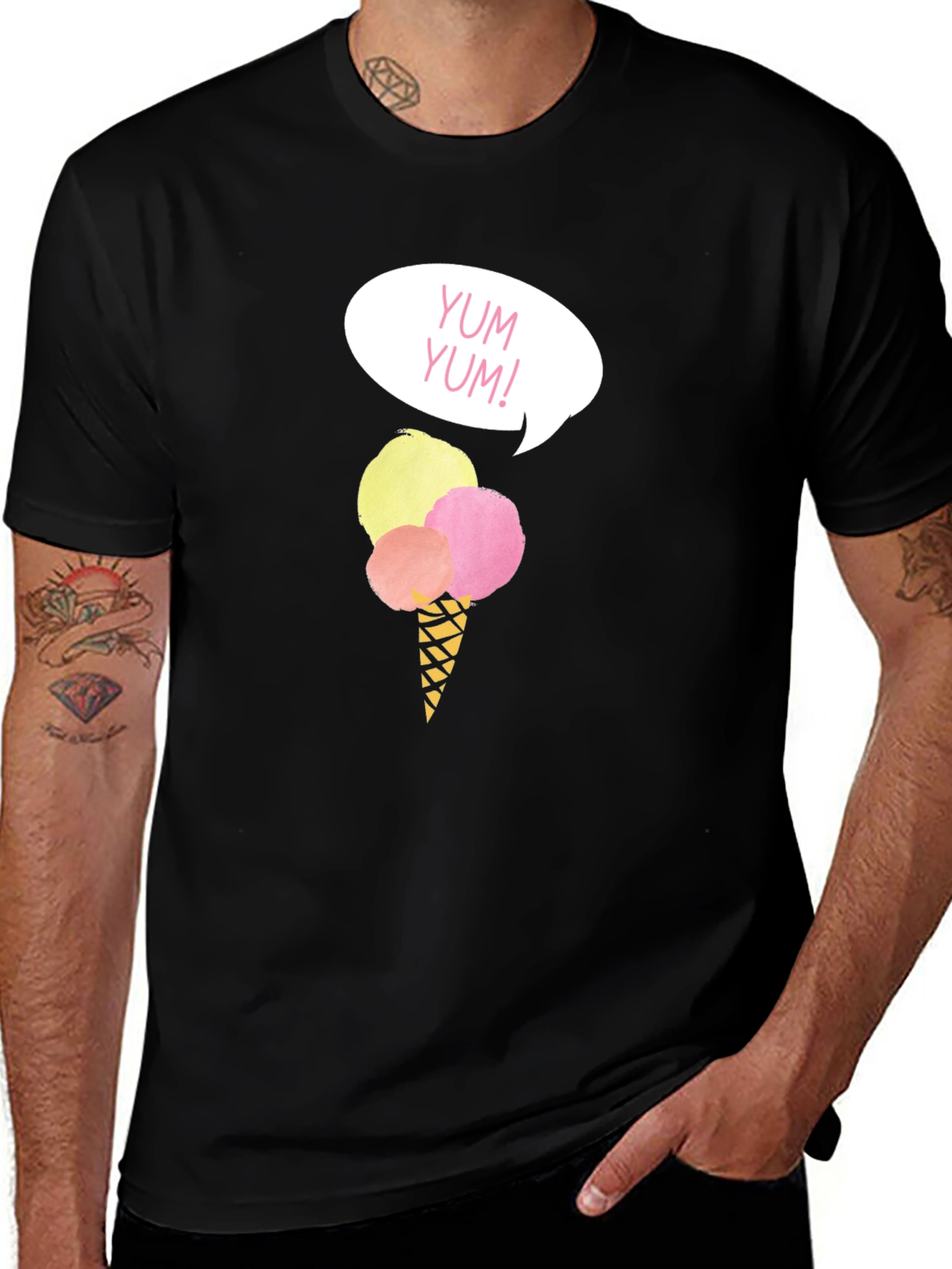 Variant 14 of Ice Cream Yum! Black T-Shirt