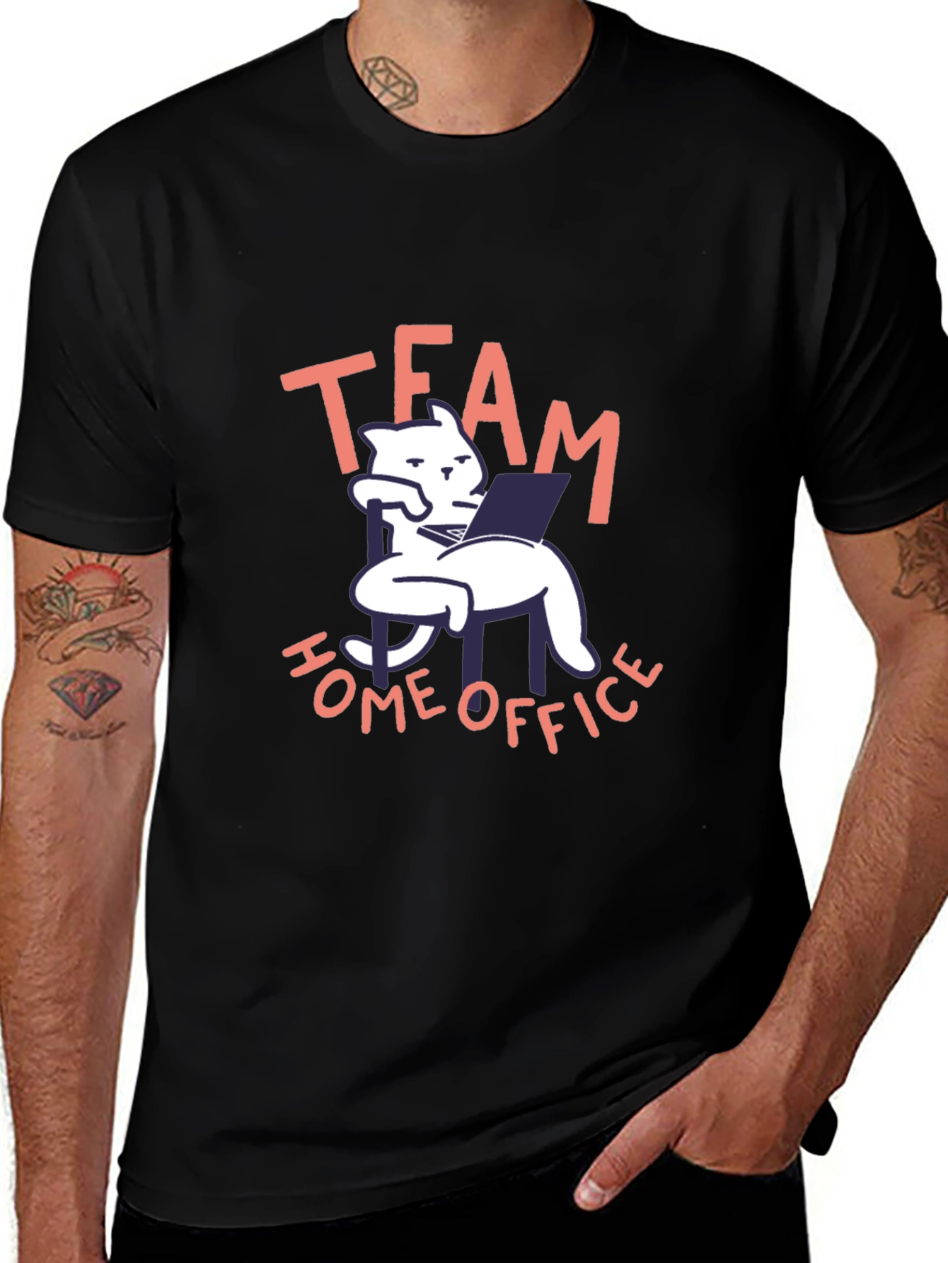 Team Home Office Black Graphic Tee