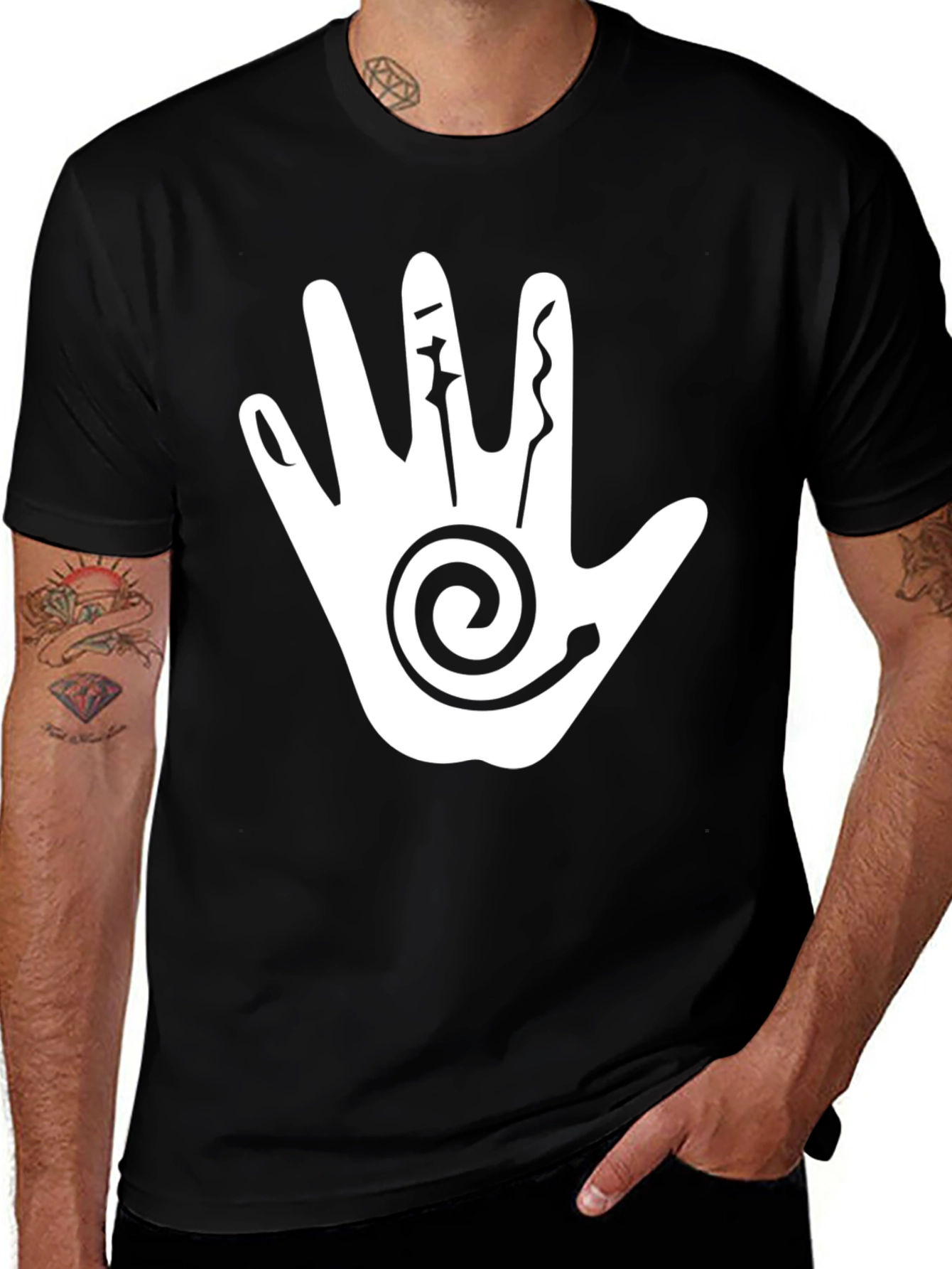 Variant 6 of Handprint Graphic Black Tee Shirt
