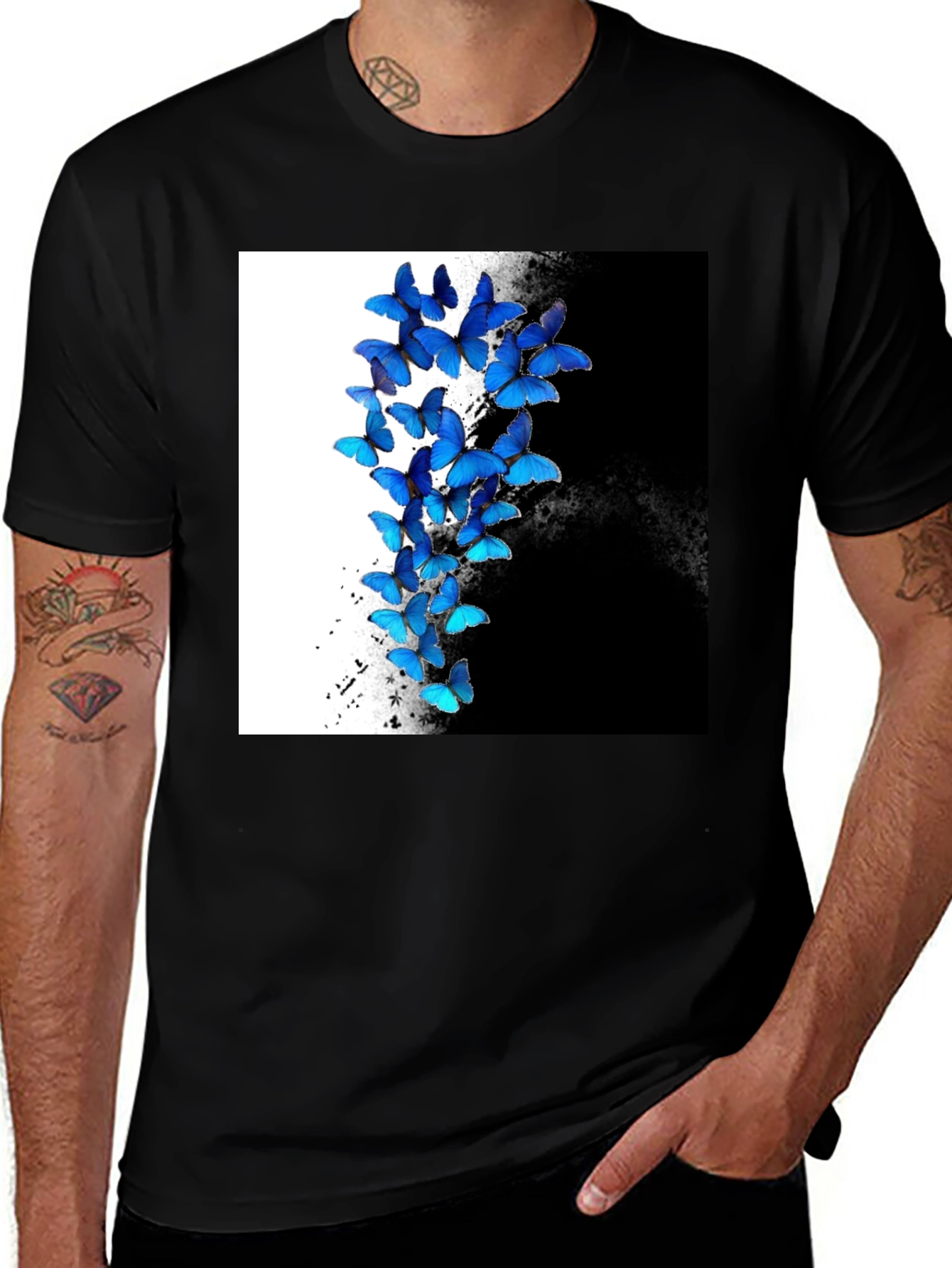 Variant 18 of Butterfly Print Black T-Shirt