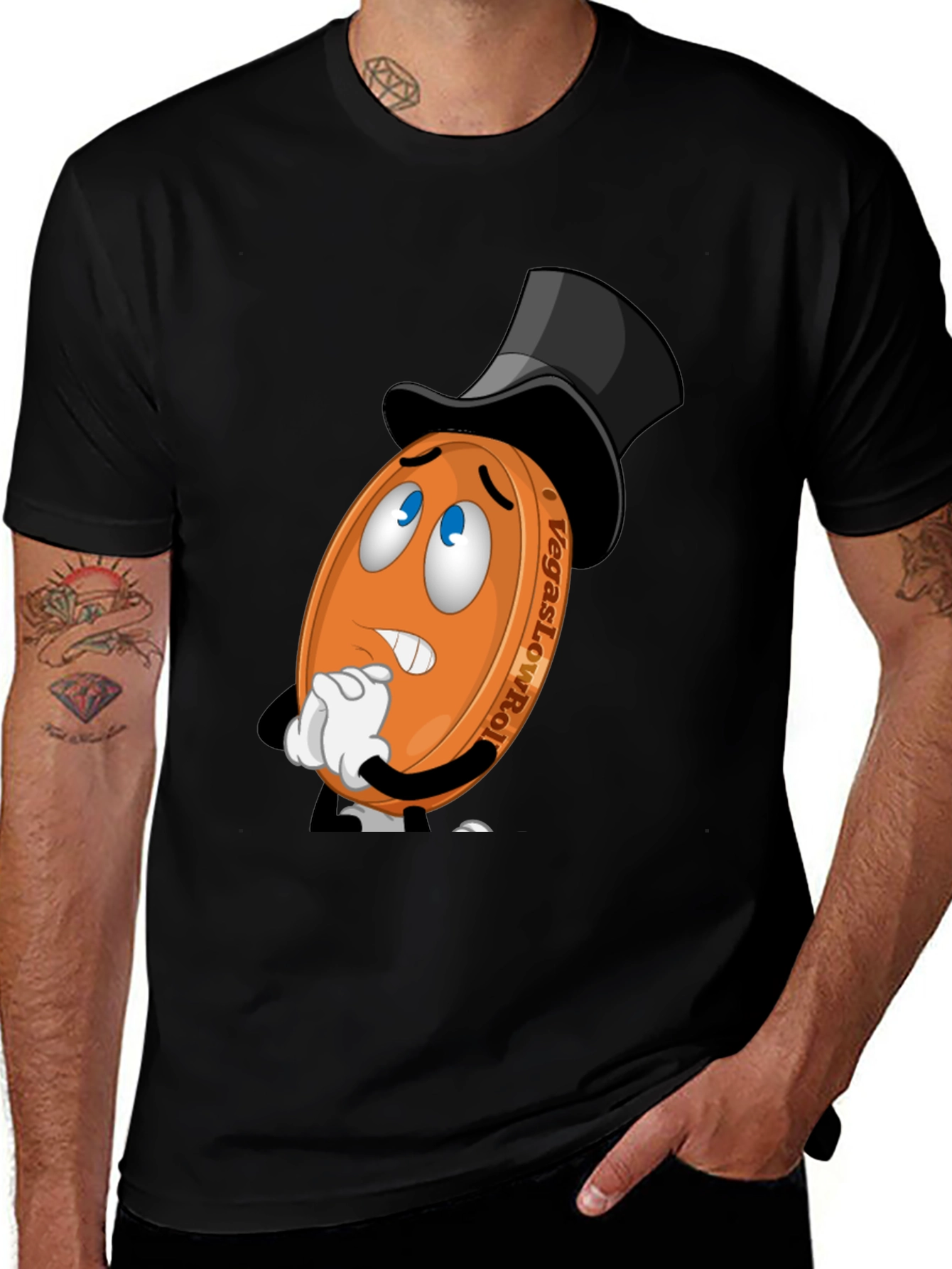 Variant 21 of Vegas Low Roll Coin Cartoon Graphic Tee