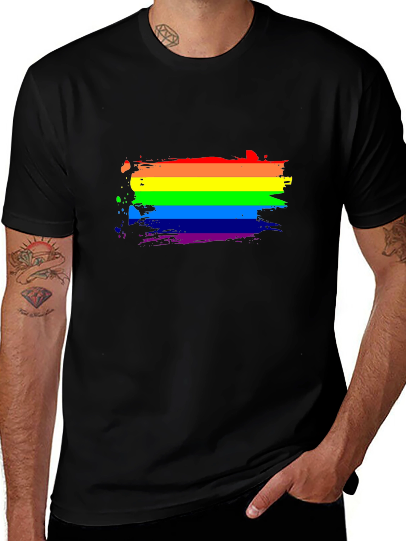 Variant 24 of Pride Rainbow Graphic Tee - Black Cotton Blend T-Shirt