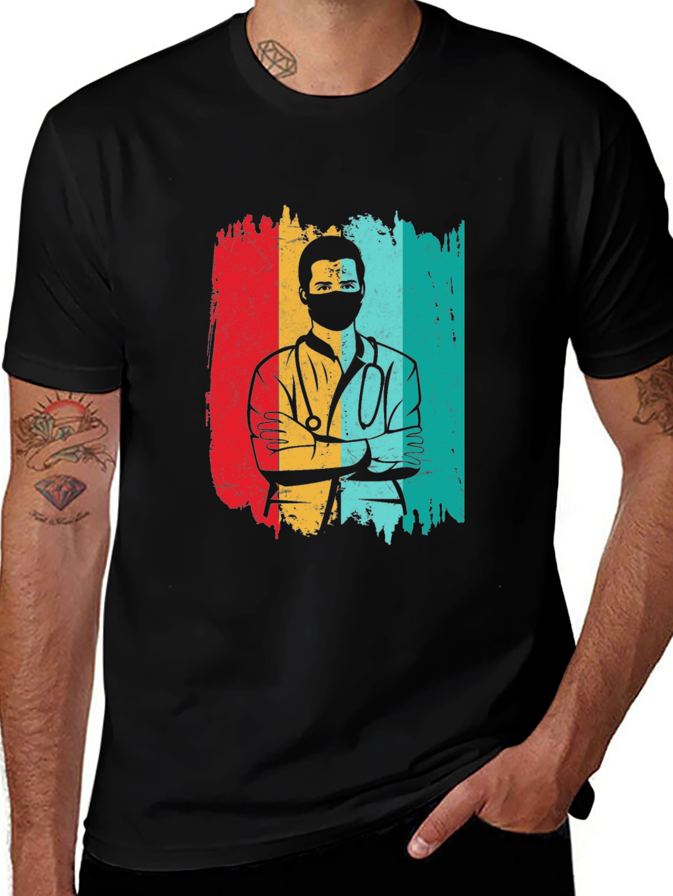 Variant 17 of Retro Doctor Graphic Black T-Shirt