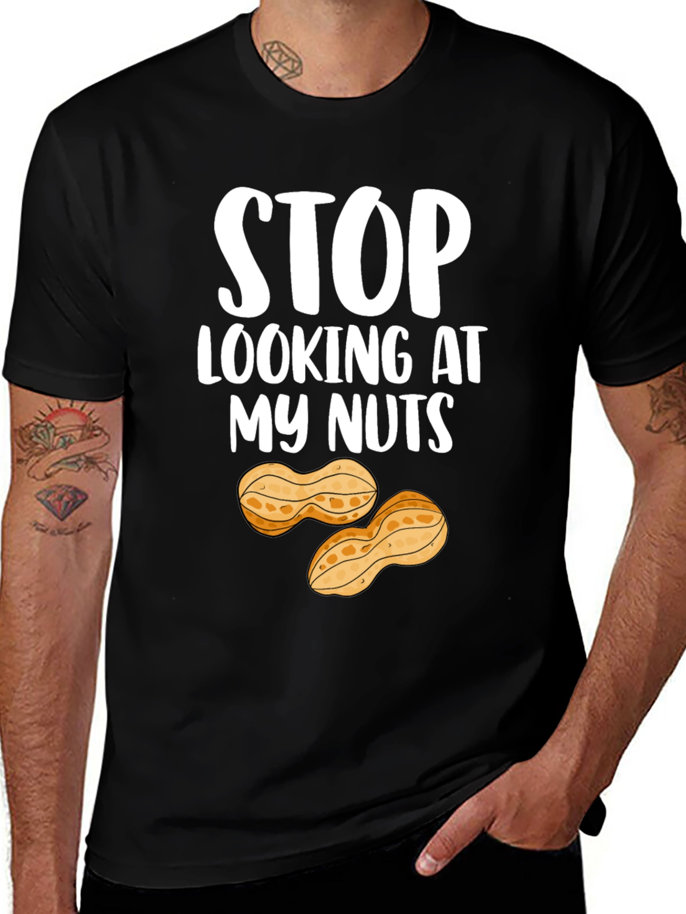 Variant 6 of Stop Looking At My Nuts Graphic Tee