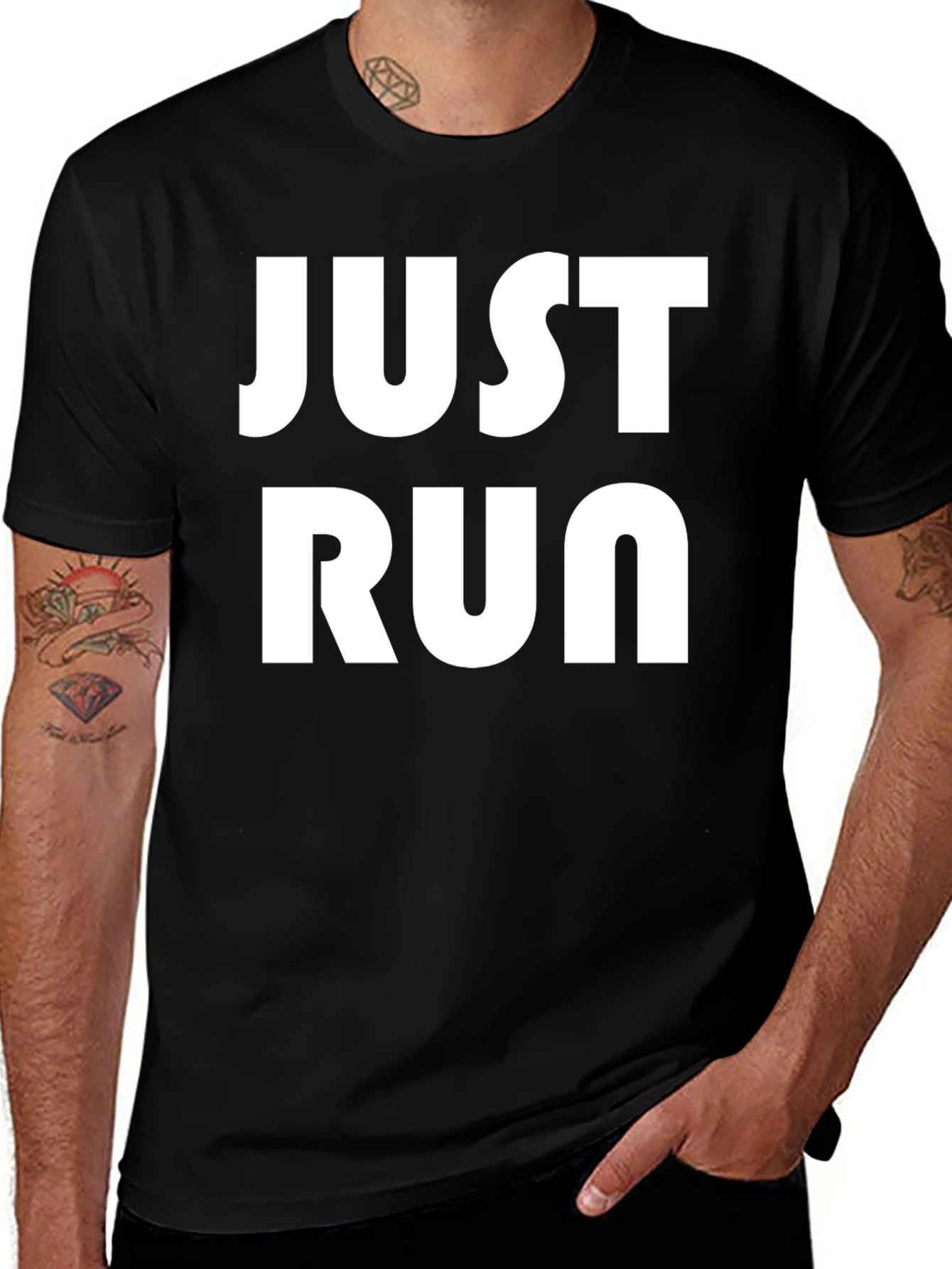Variant 23 of Just Run Black Graphic Tee - Athletic Apparel