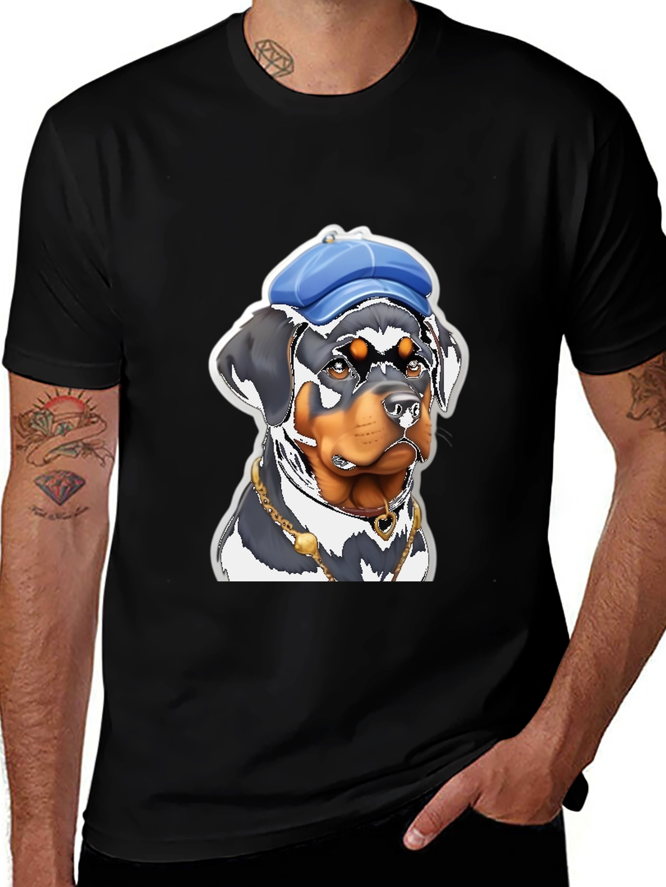 Variant 20 of Rottweiler Dog with Blue Cap T-Shirt
