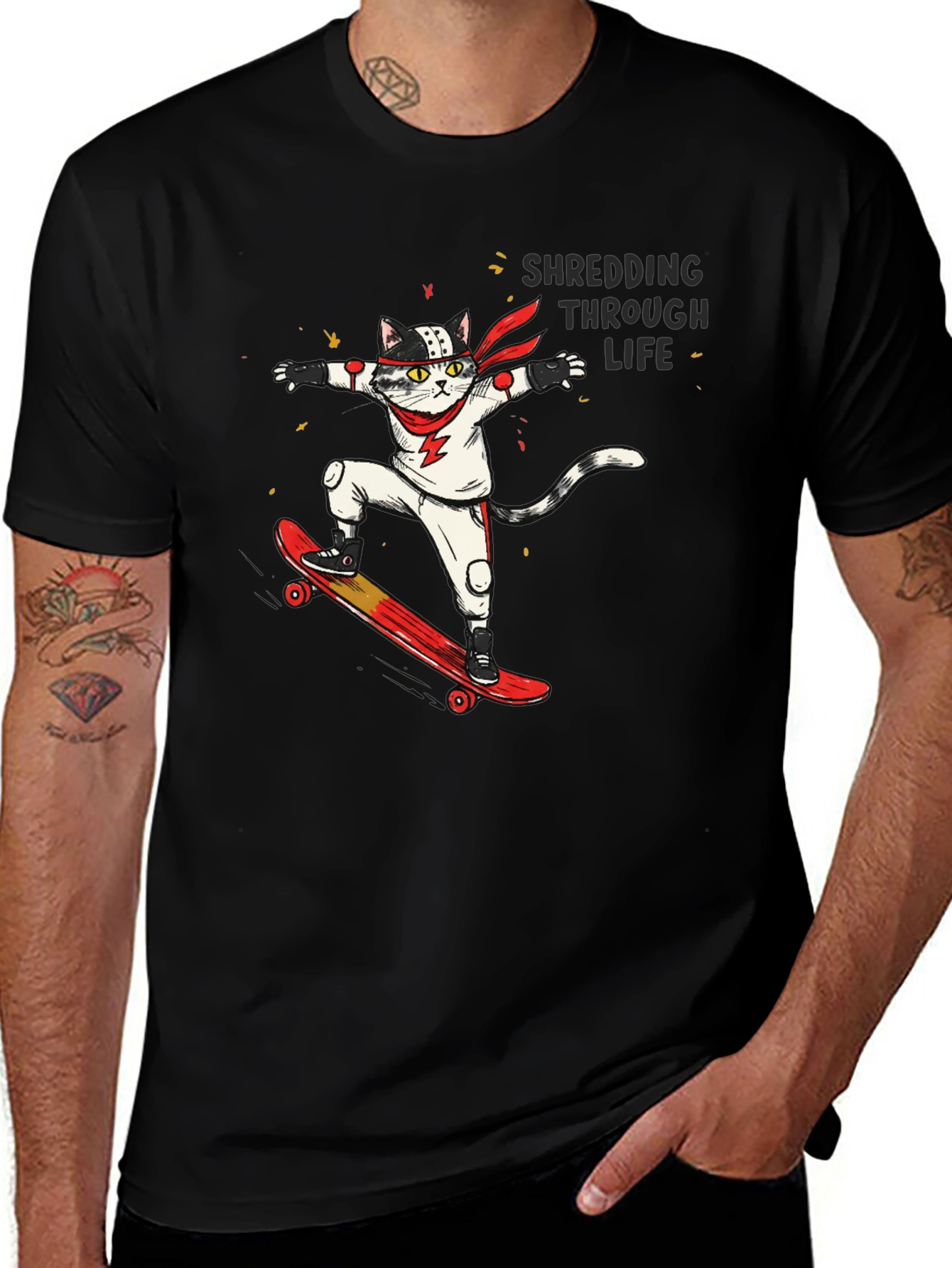 Variant 24 of Skateboarding Cat Graphic T-Shirt