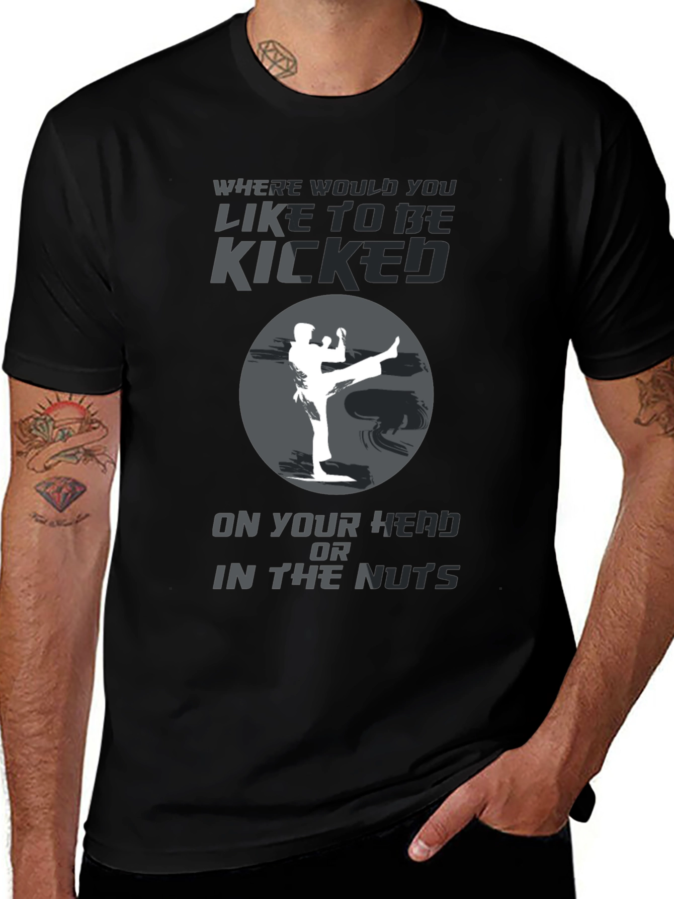 Variant 14 of Funny Martial Arts Kick Target T-Shirt