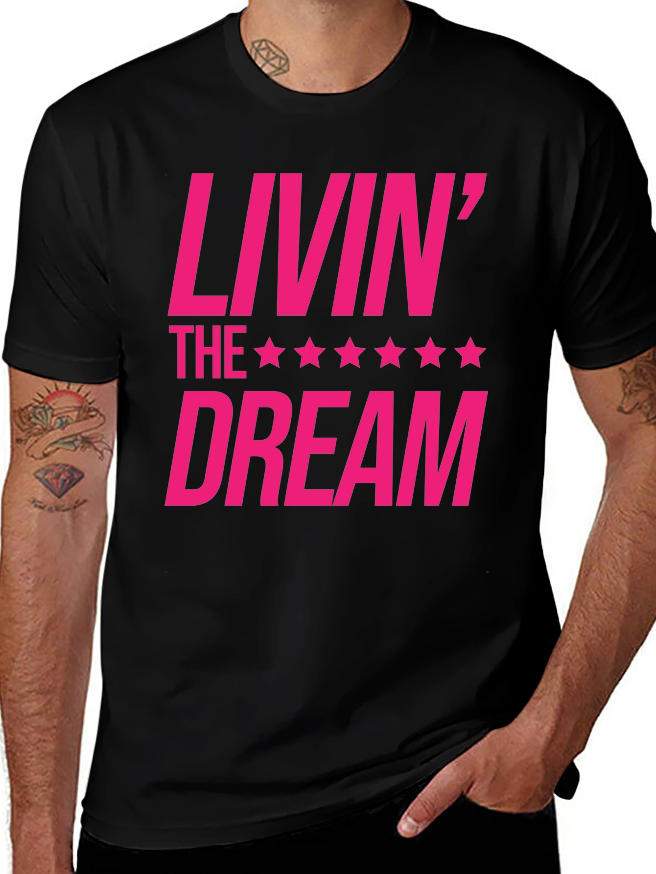 Variant 9 of Livin' the Dream Graphic Tee - Hot Pink Print