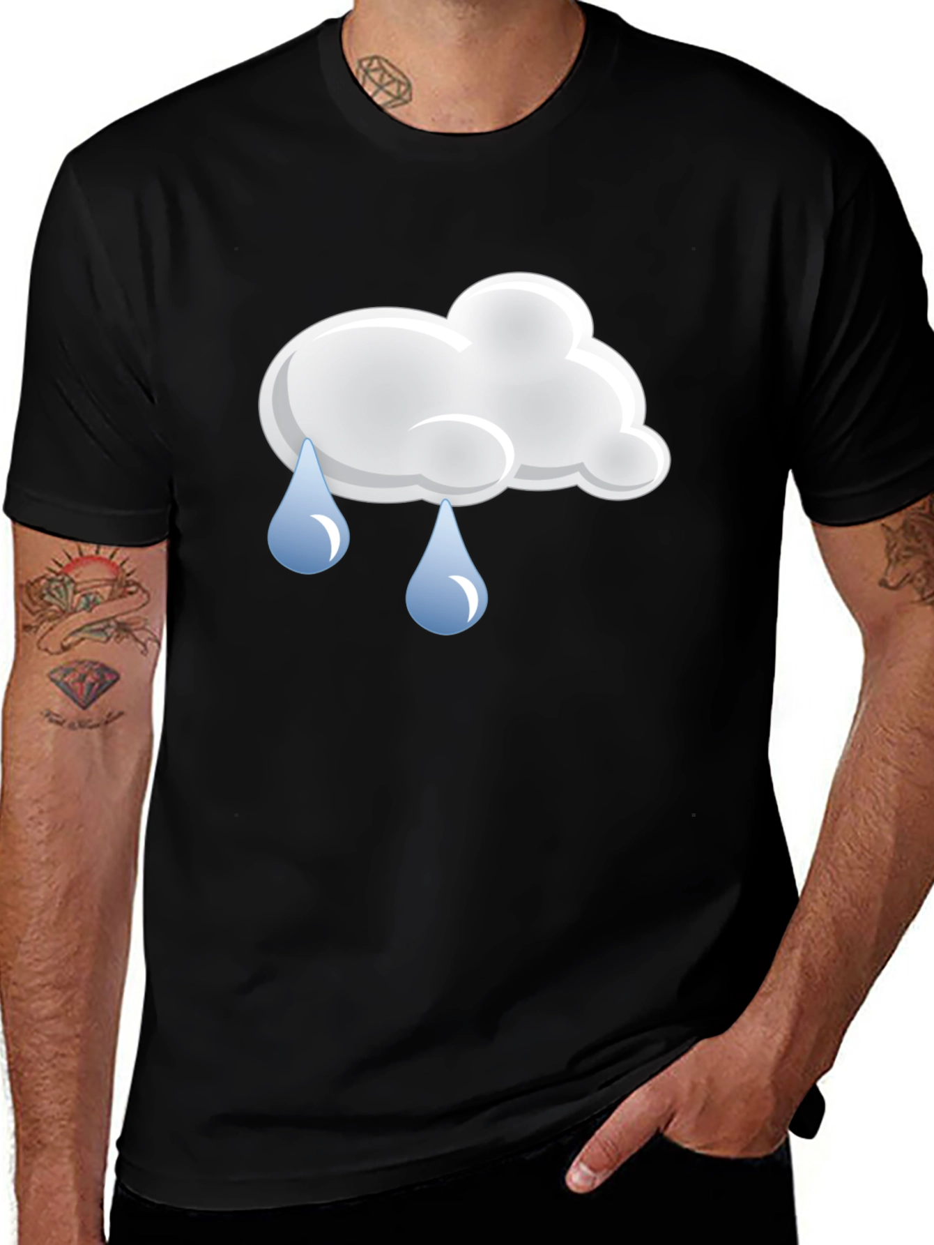 Variant 19 of Rainy Day Cloud Graphic Tee - Black Cotton T-Shirt