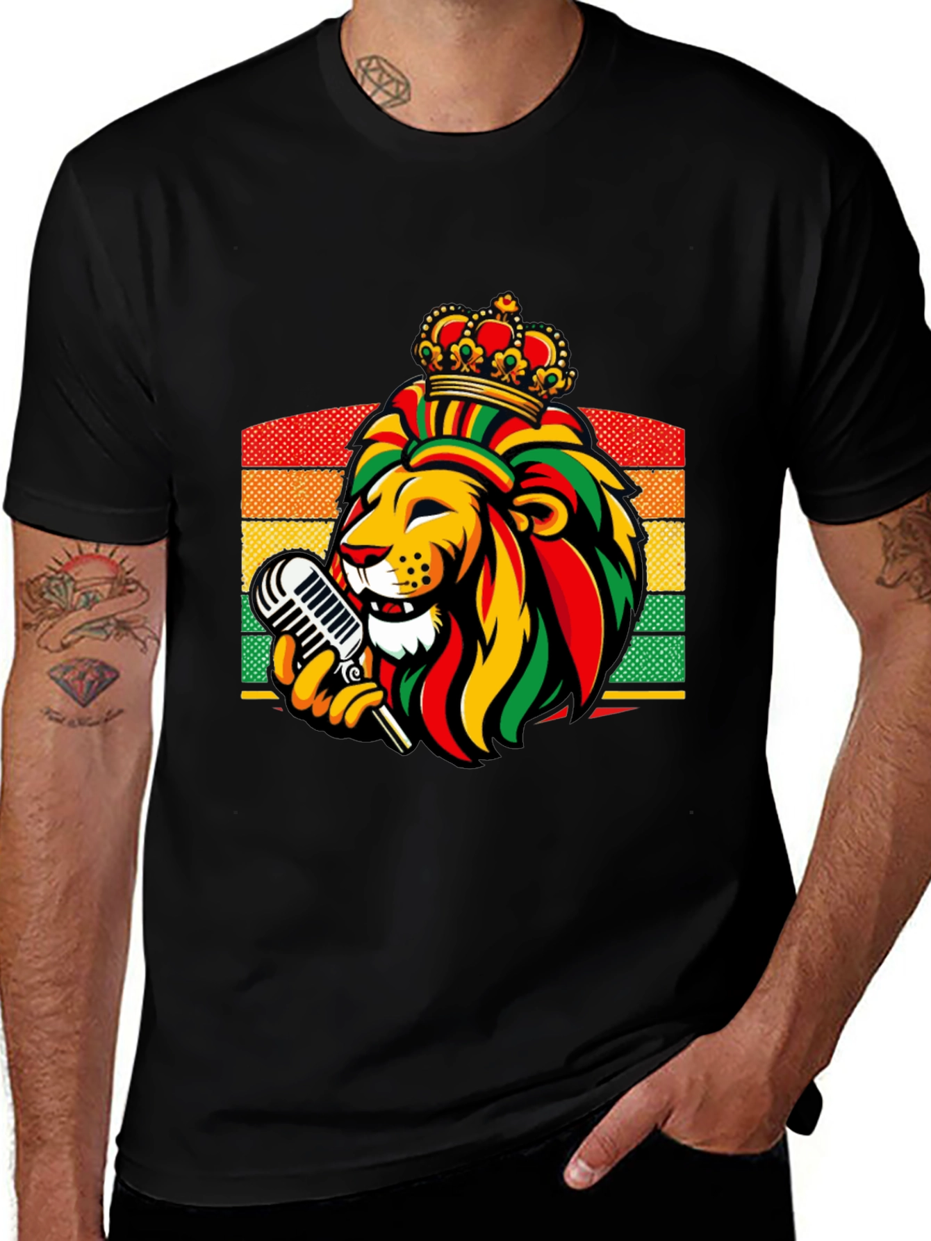 Variant 17 of Reggae Lion King T-Shirt - Rastafarian Crown