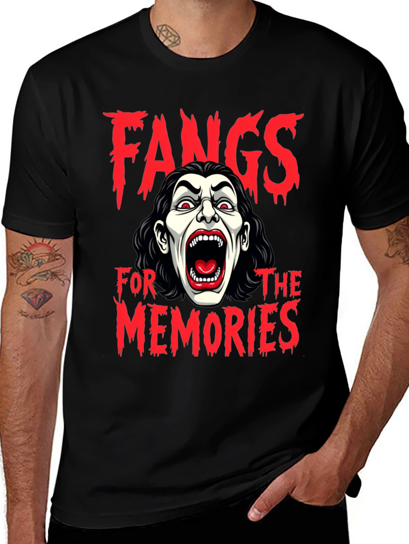 Variant 8 of Fangs for the Memories Graphic Tee - Vampire Humor