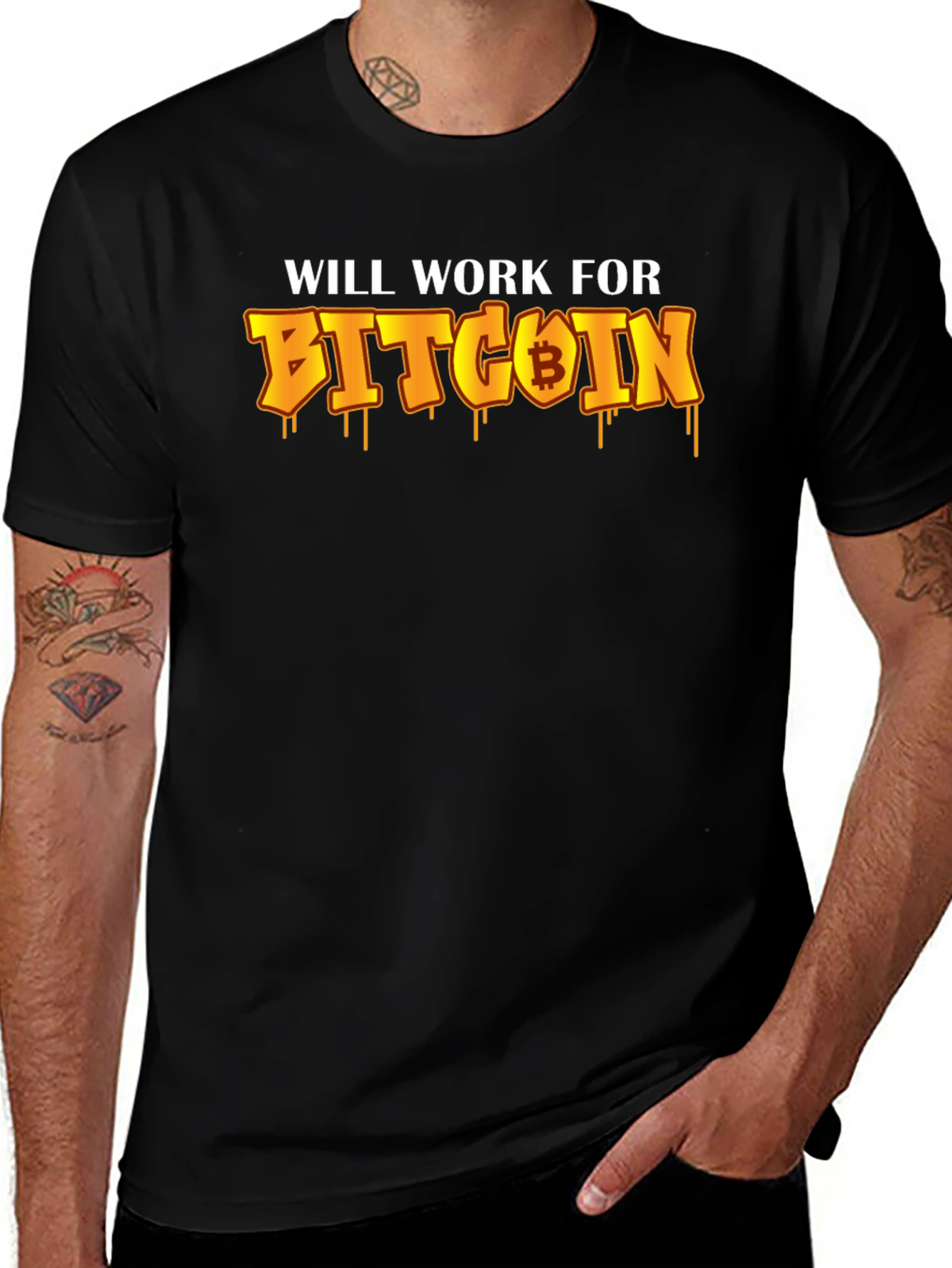 Variant 18 of Will Work For Bitcoin Black T-Shirt