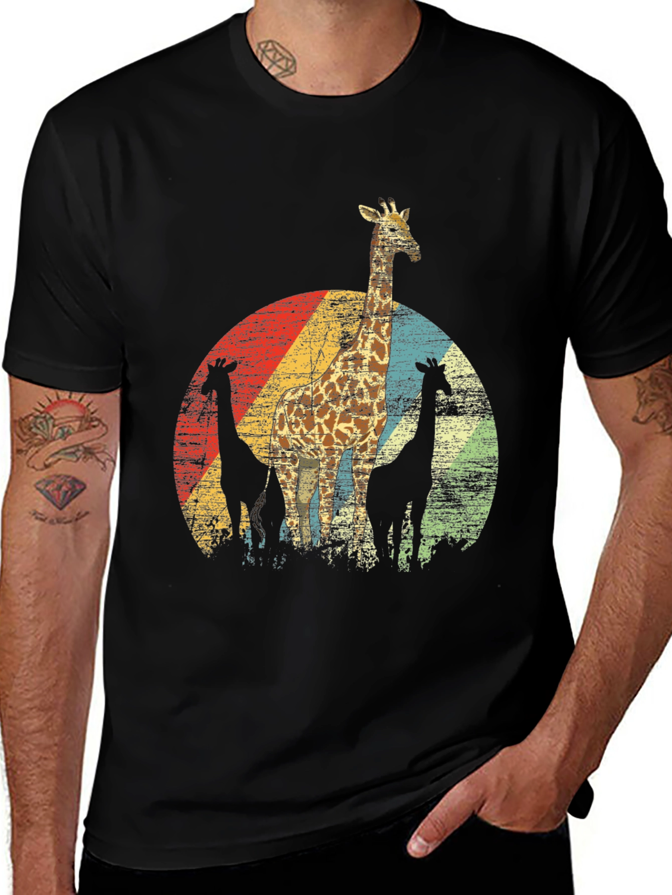 Variant 19 of Retro Giraffe T-Shirt - Vintage Style Crew Neck Tee