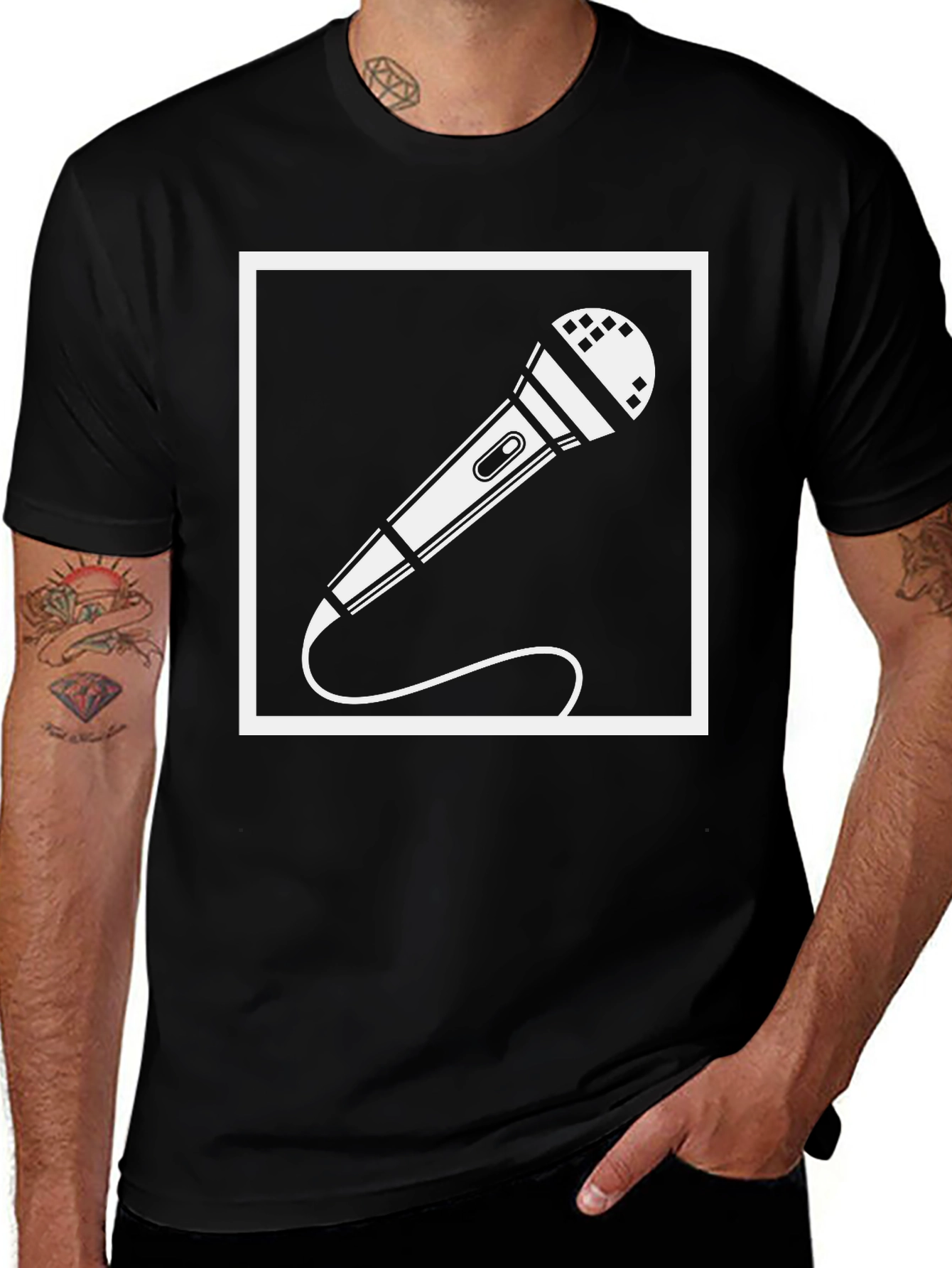 Variant 11 of Microphone Graphic T-Shirt - Black