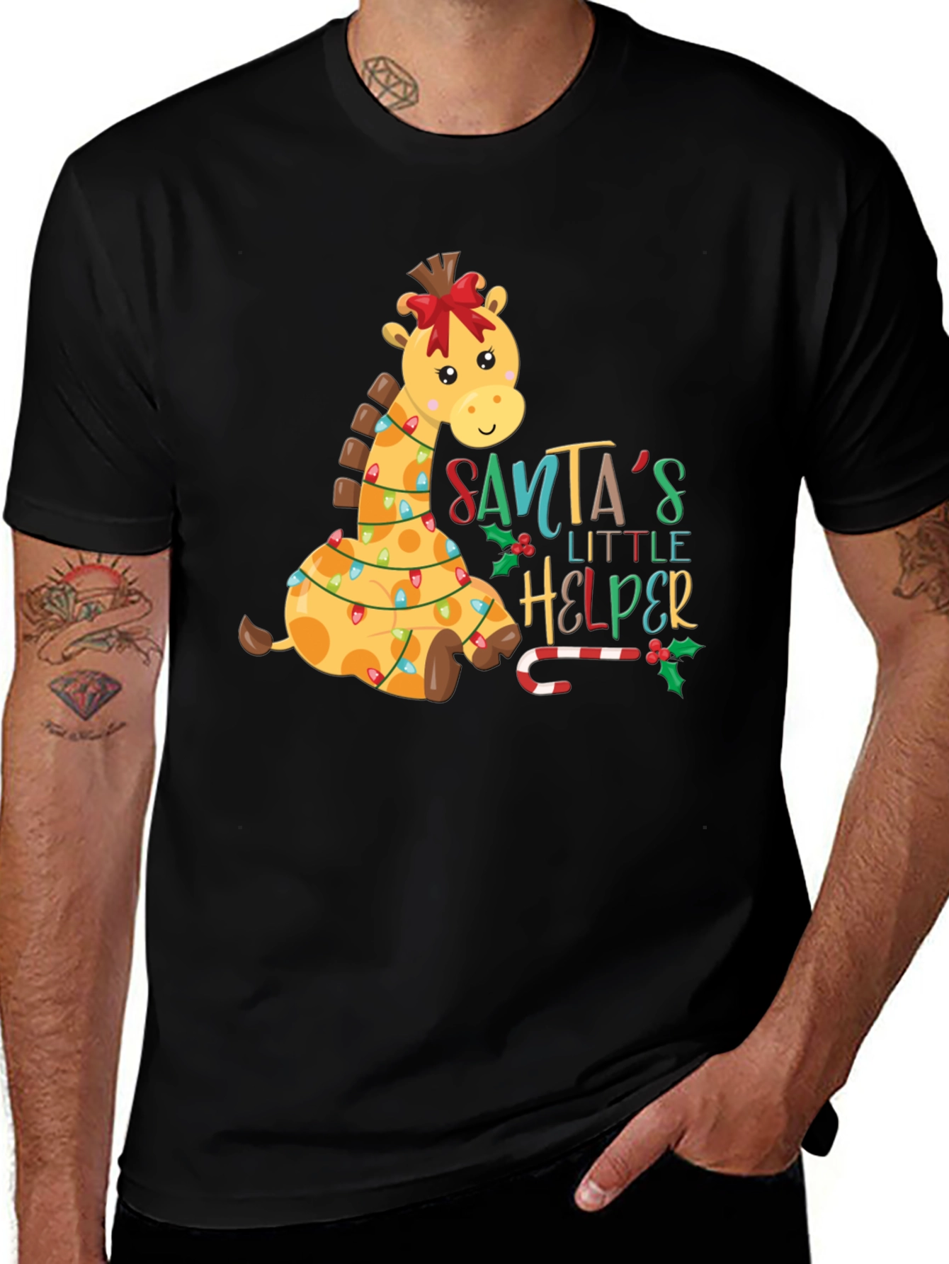Variant 11 of Santa's Little Helper Giraffe Christmas T-Shirt