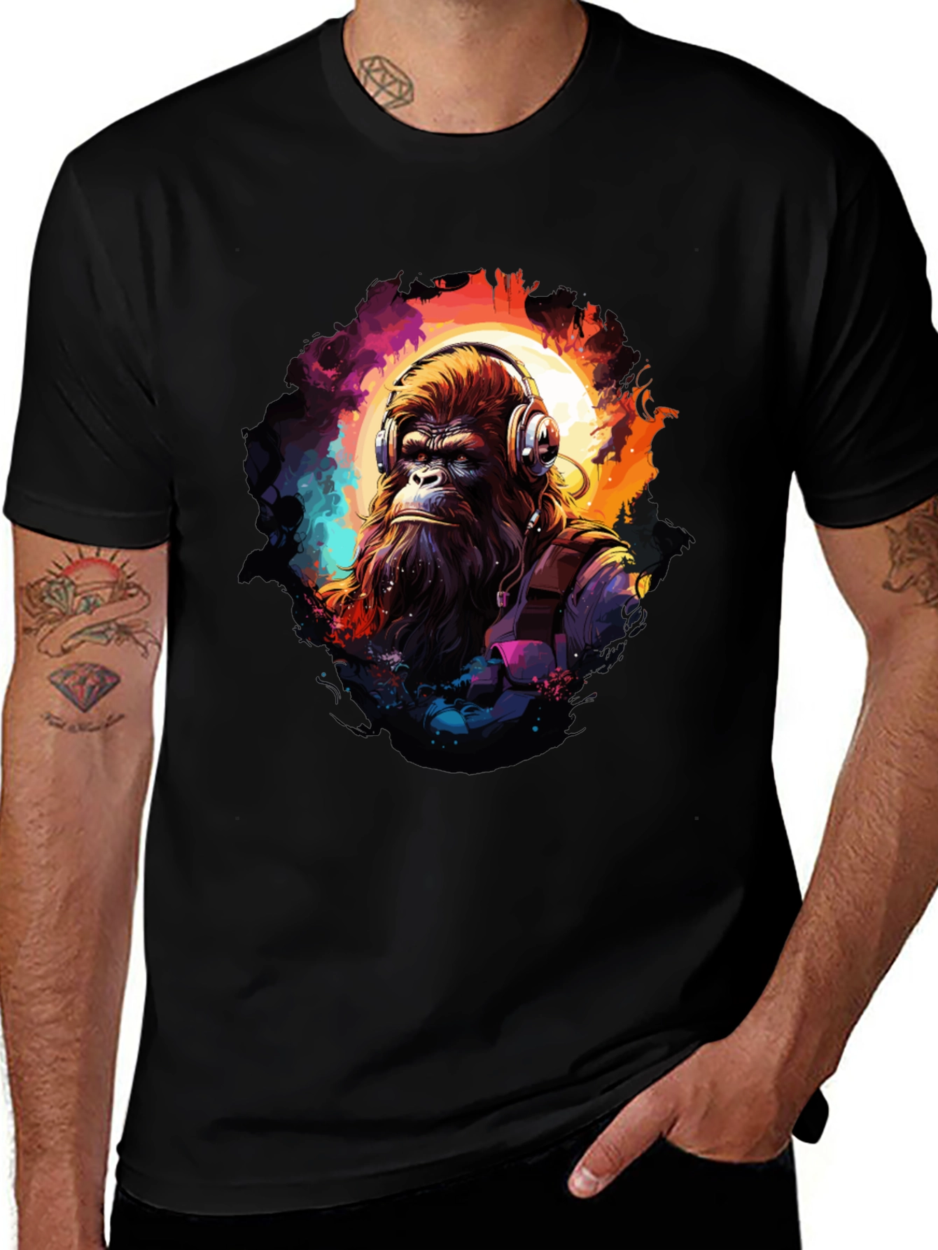 Variant 7 of Gorilla DJ Graphic Tee - Cool Animal Print T-Shirt