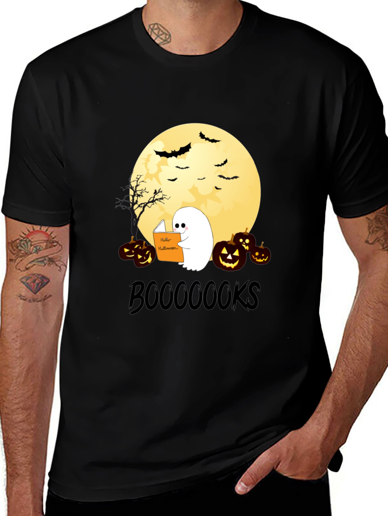 Variant 18 of Boo-Ooo-Ooks Halloween Reading Ghost T-Shirt