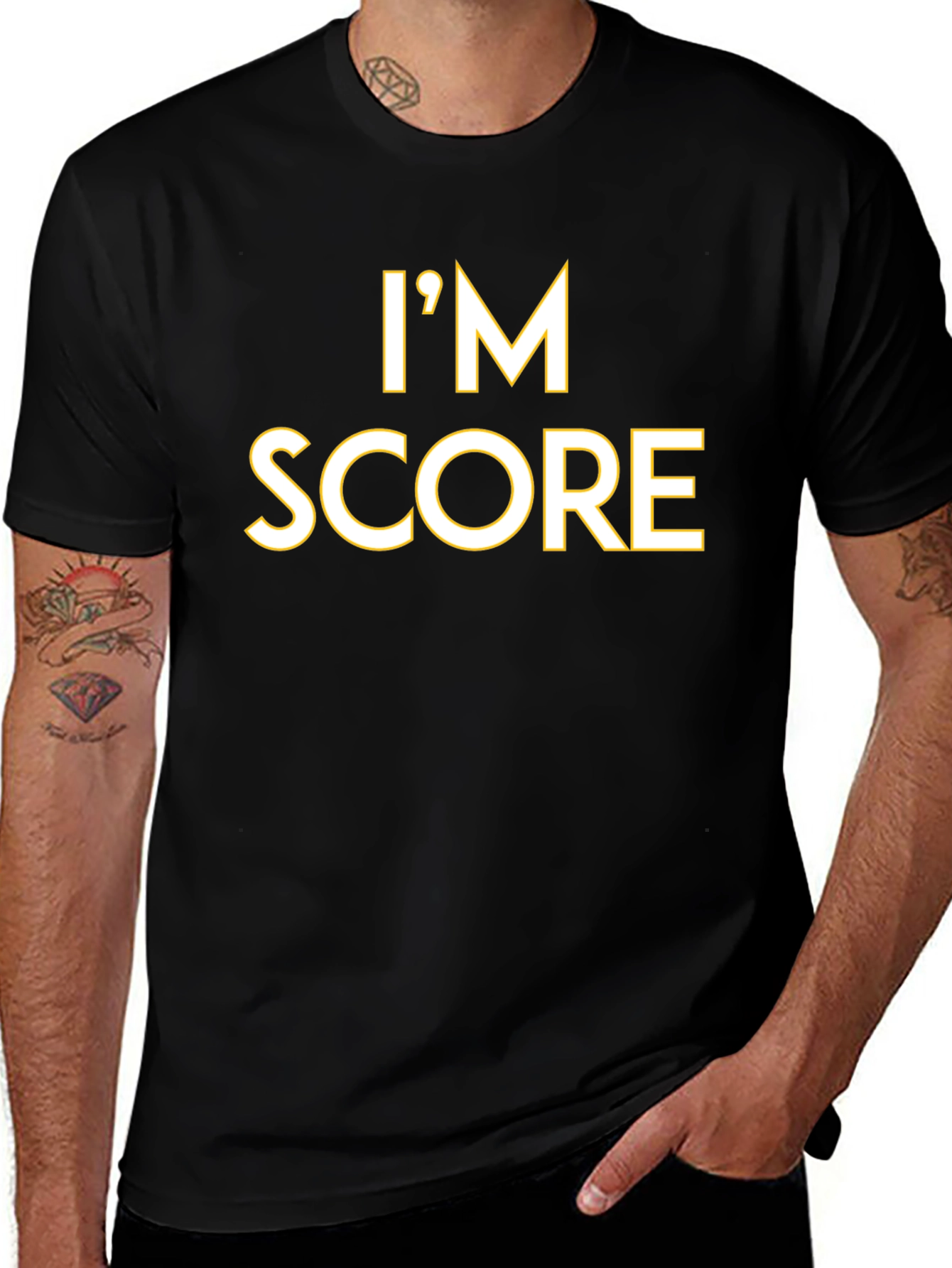 Variant 20 of I'm Score T-Shirt - Black Cotton Graphic Tee