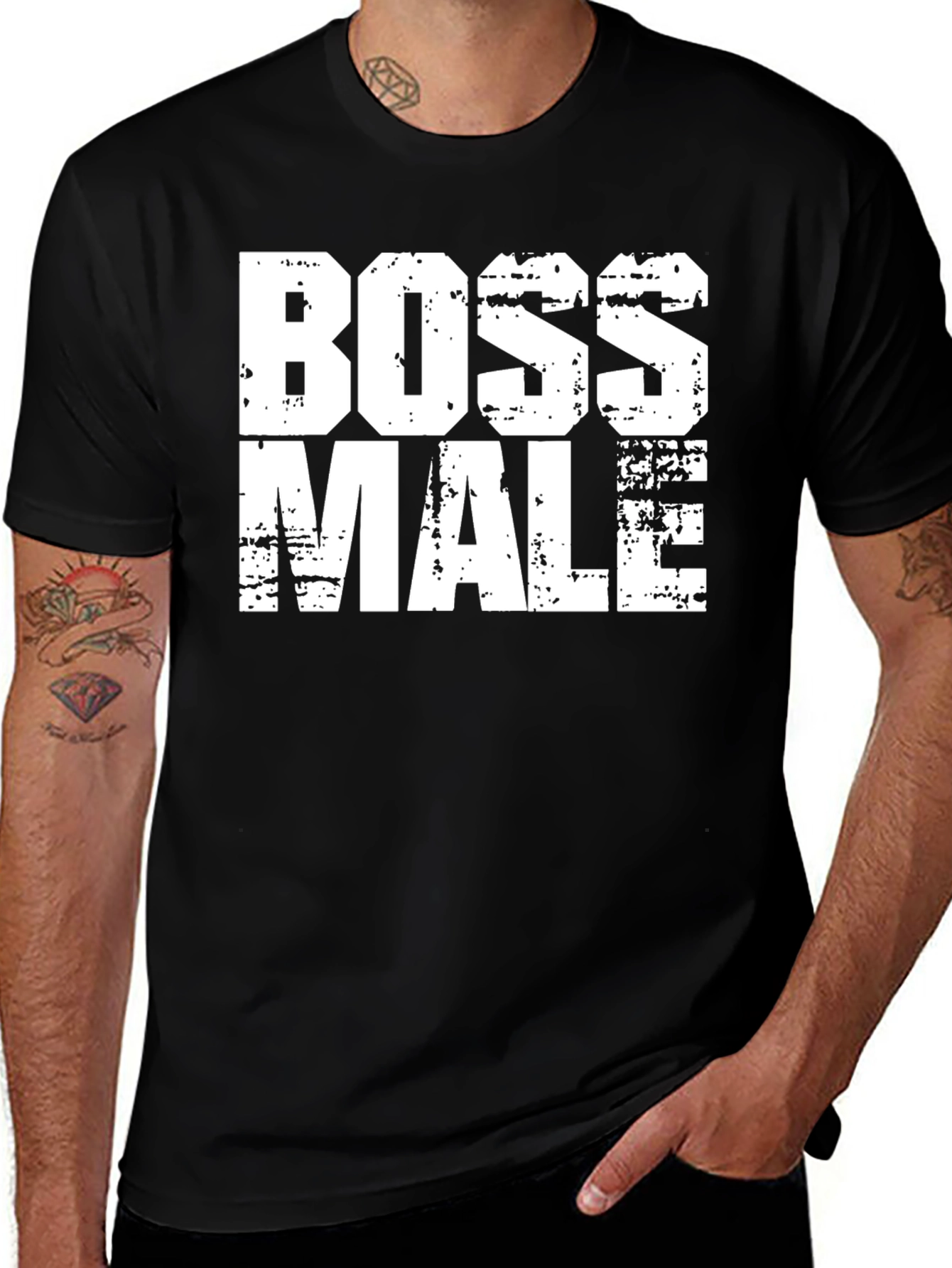 Variant 13 of Boss Male Graphic Tee - Black Cotton Blend