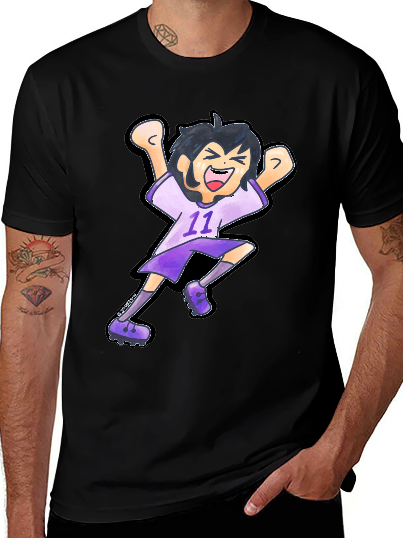 Variant 26 of Soccer Cartoon T-Shirt - Unisex Black Tee