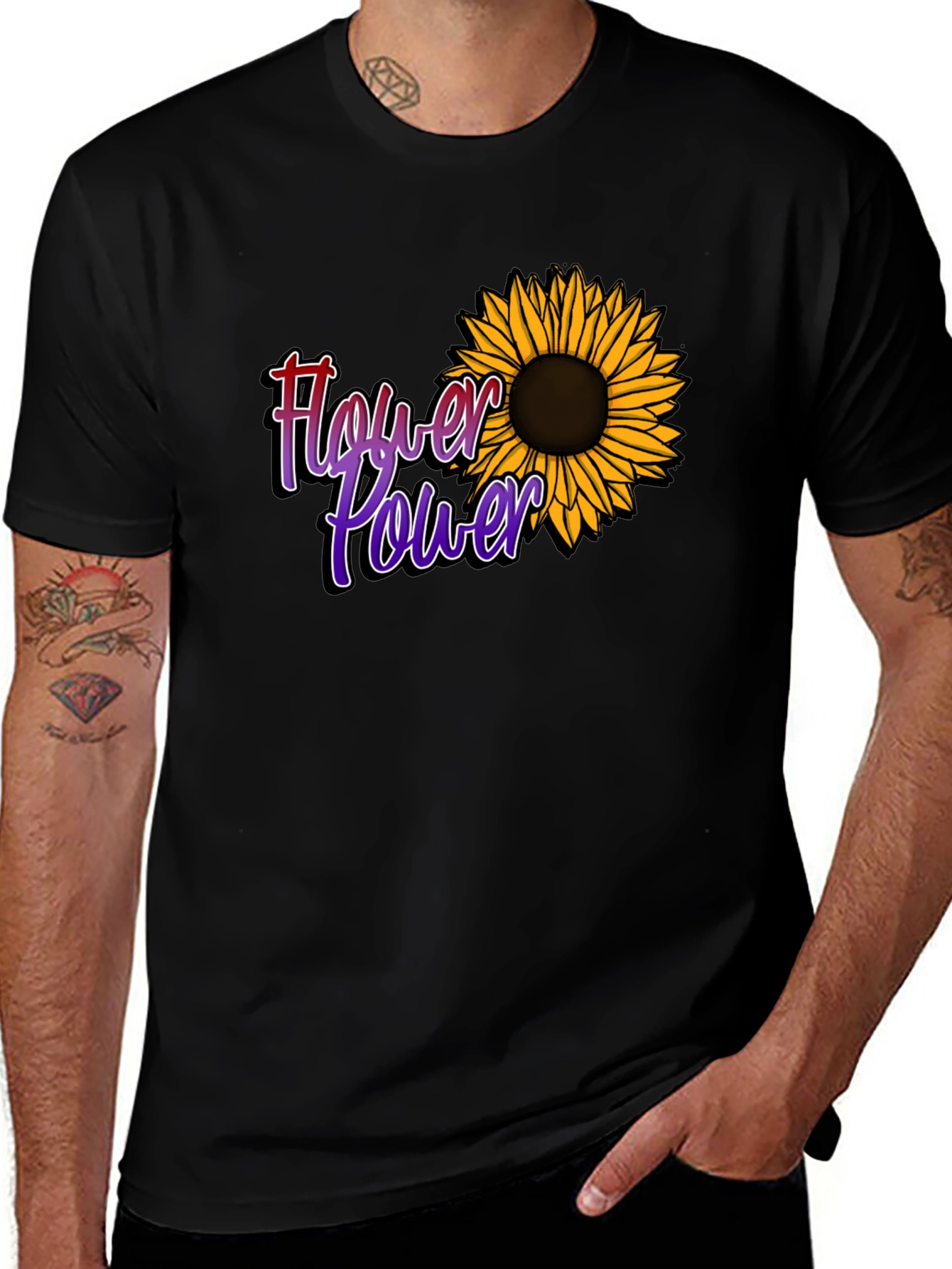 Variant 12 of Flower Power Graphic Tee - Black