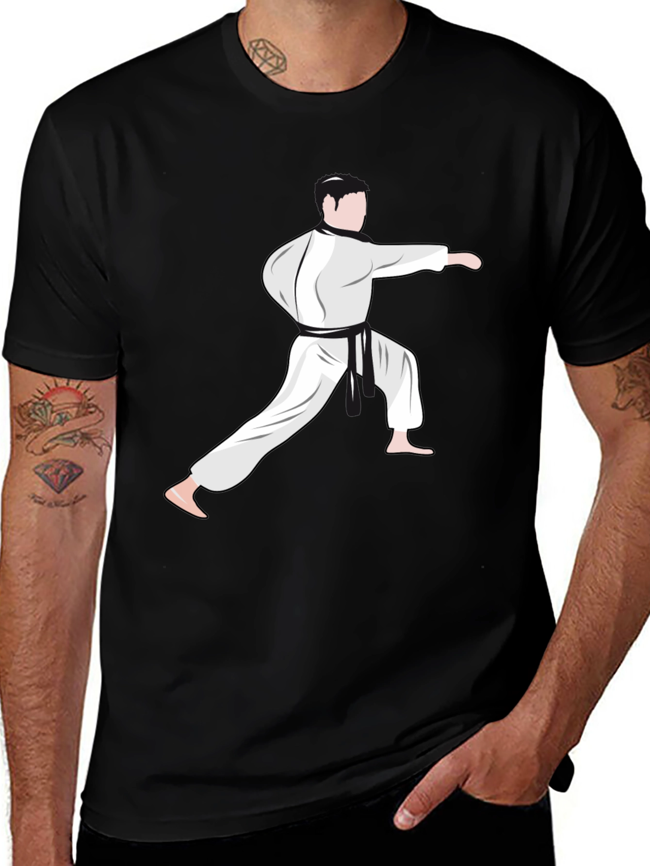 Variant 19 of Karate Stance Graphic Tee - Black Martial Arts Shirt