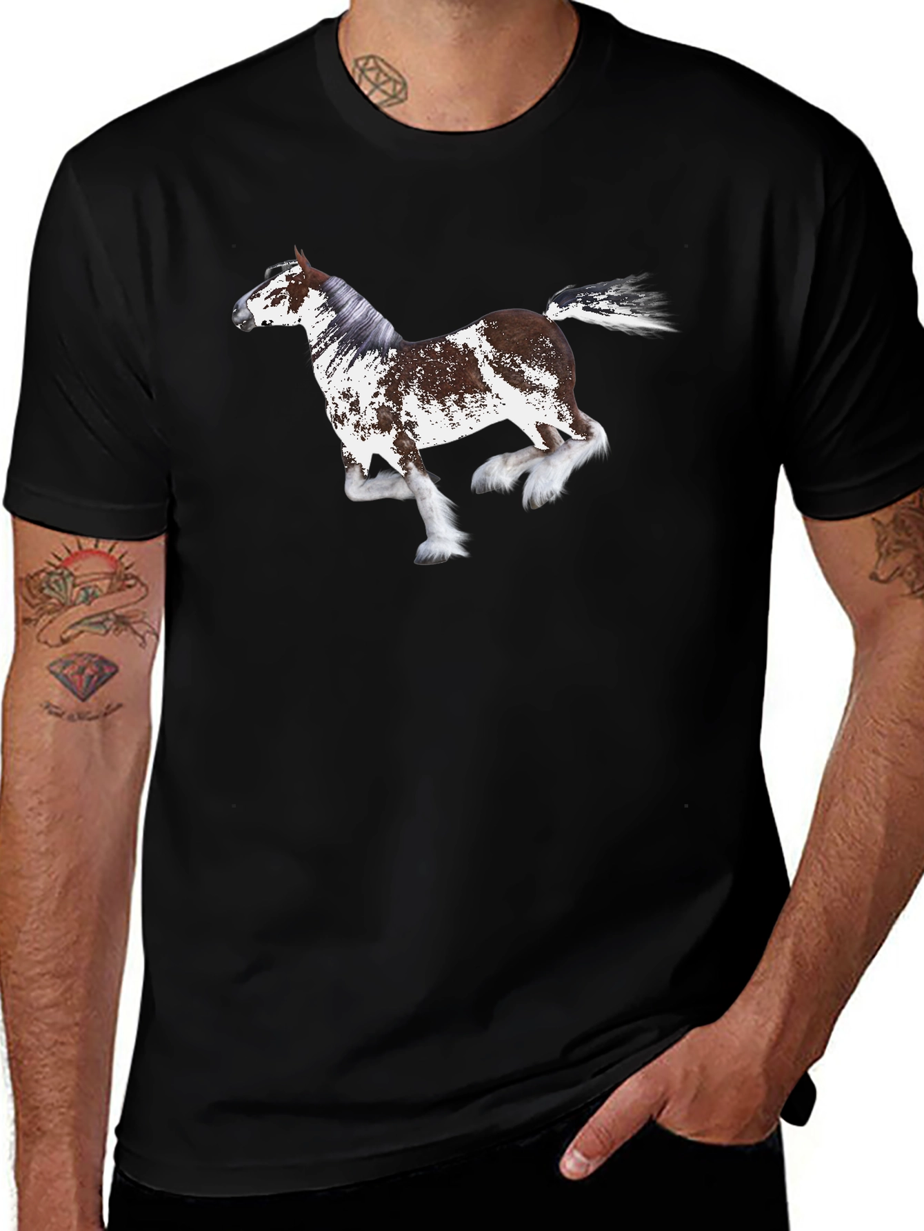 Variant 18 of Horse Graphic Print Black T-Shirt