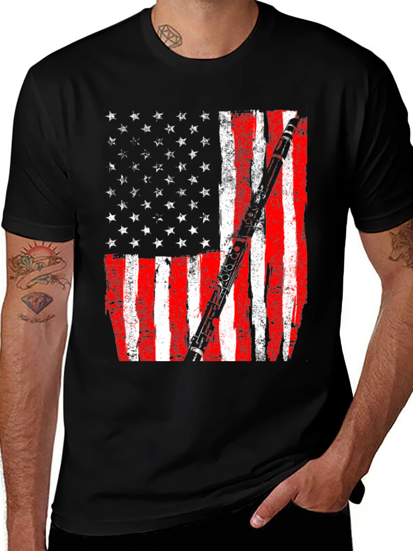 Variant 8 of American Flag Clarinet T-Shirt