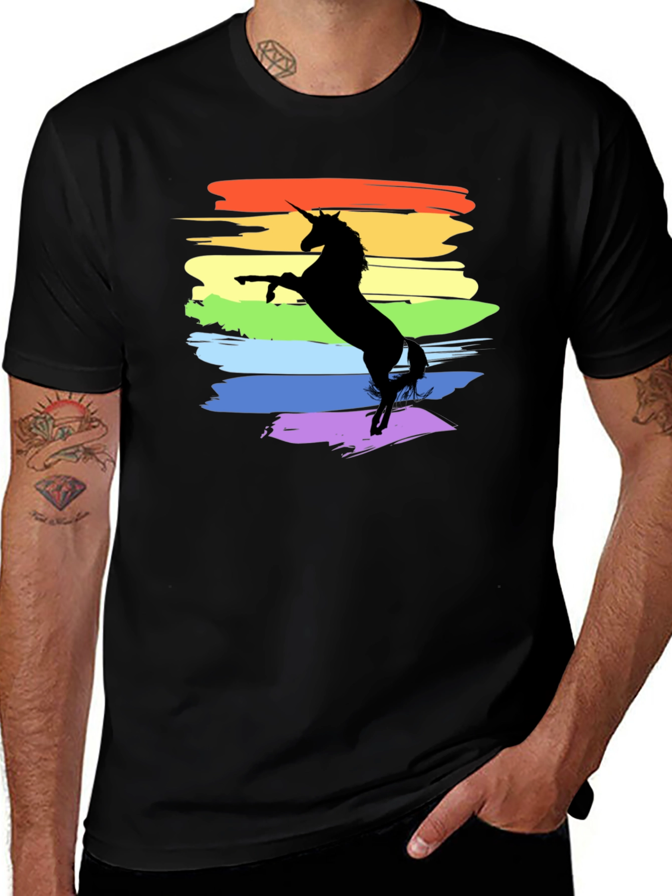 Variant 7 of Unicorn Rainbow Pride T-Shirt - Black