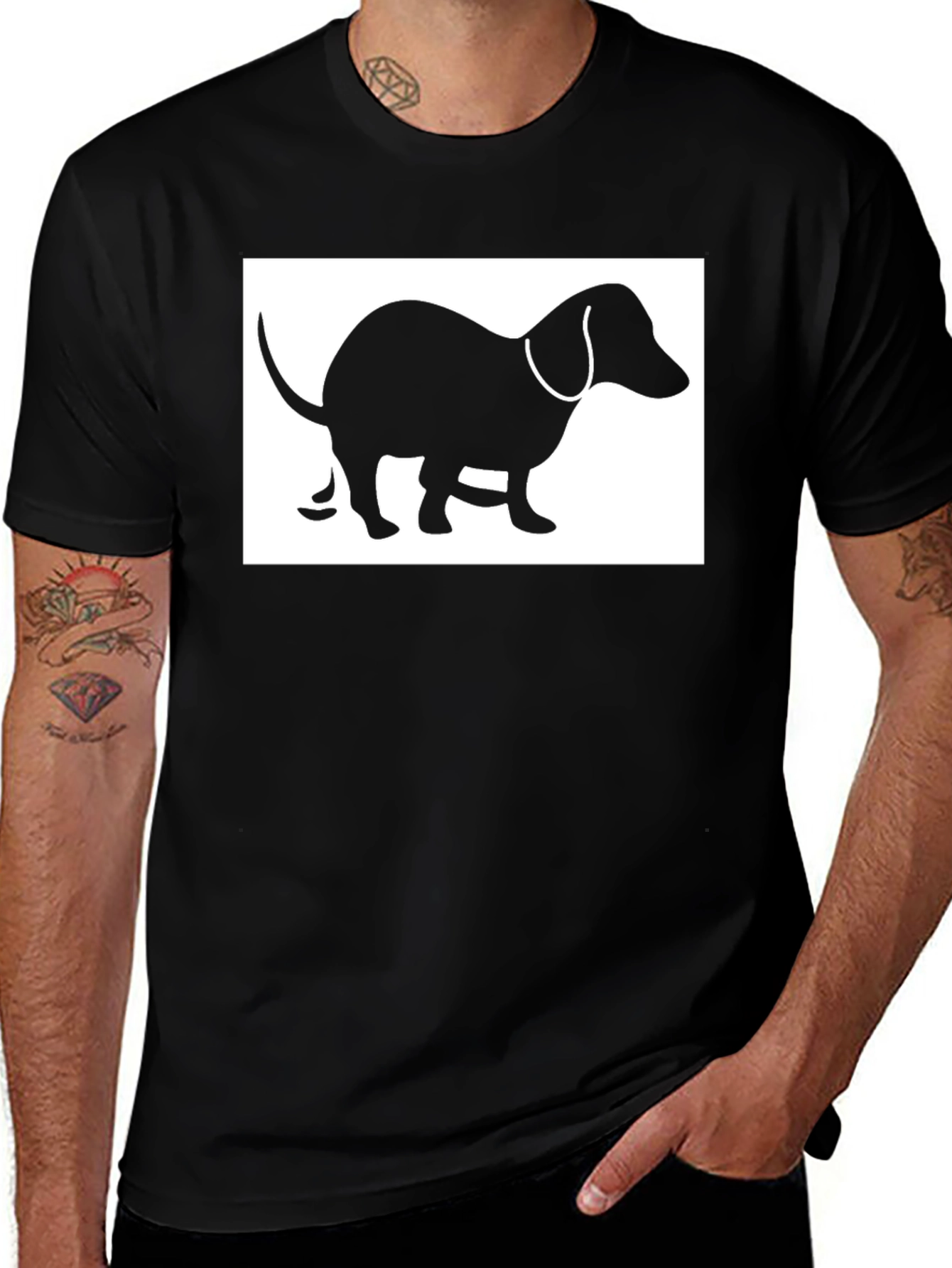 Variant 28 of Dachshund Humor Tee - Pooping Dog Silhouette T-Shirt