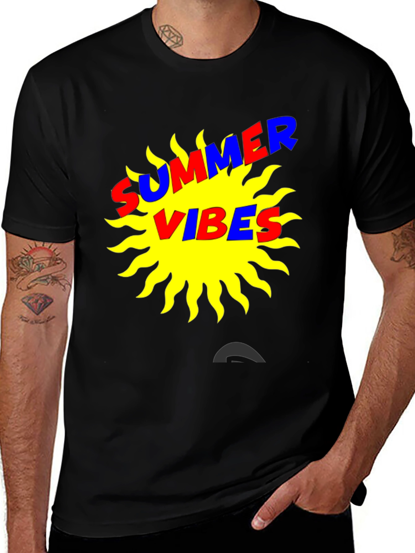 Variant 8 of Summer Vibes Graphic T-Shirt - Black Cotton Tee