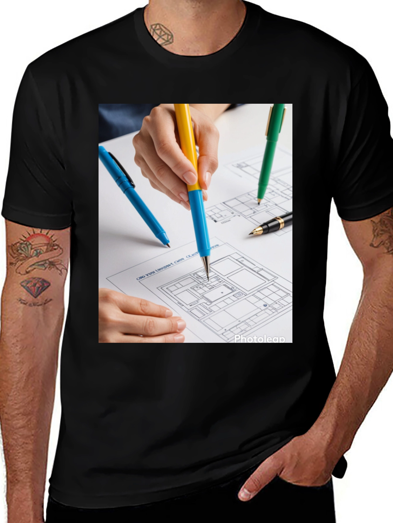 Variant 5 of Architect Blueprint Graphic Tee - Designer's Touch