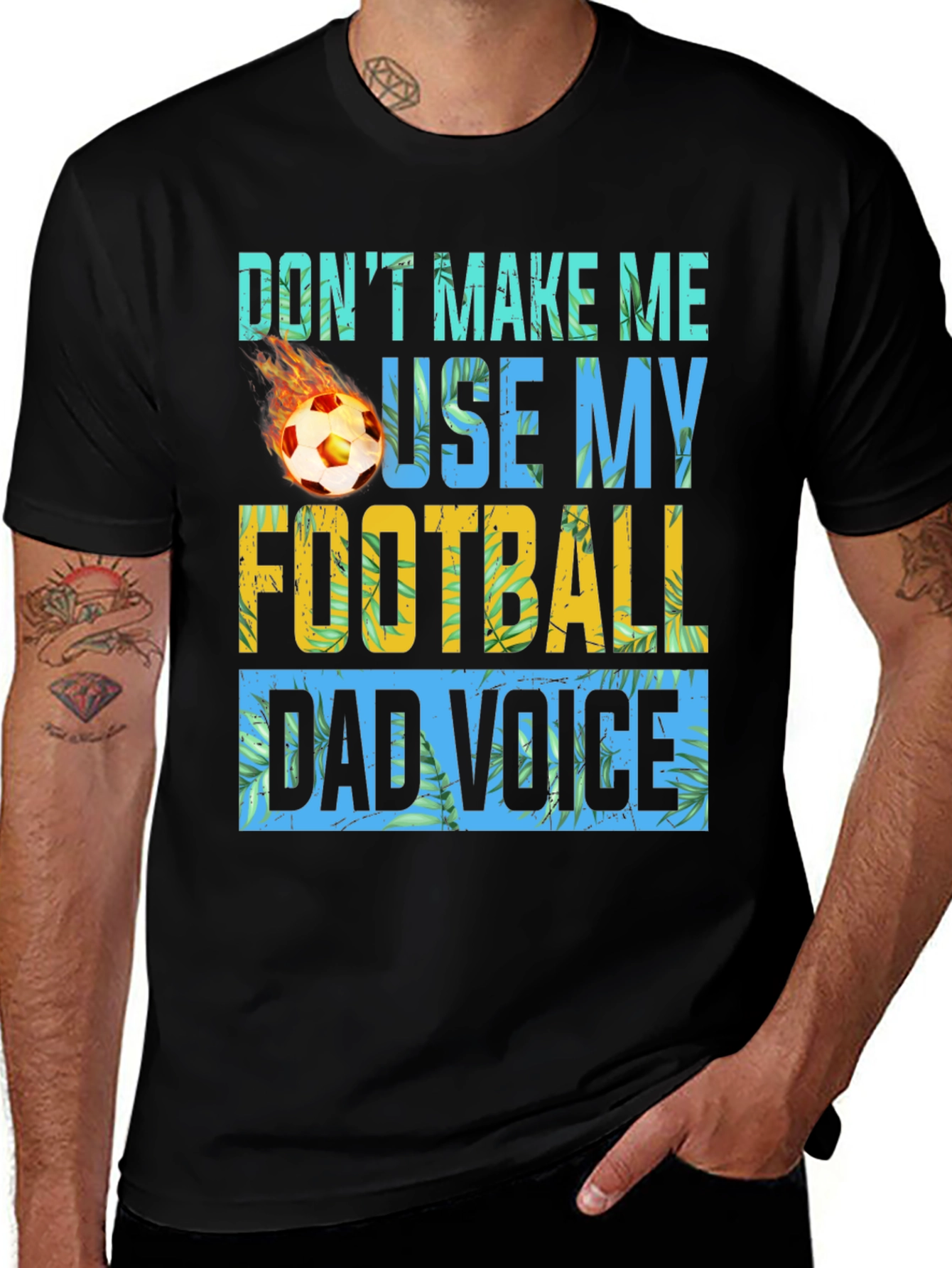 Black Funny Football Dad Voice Graphic T-Shirt main image