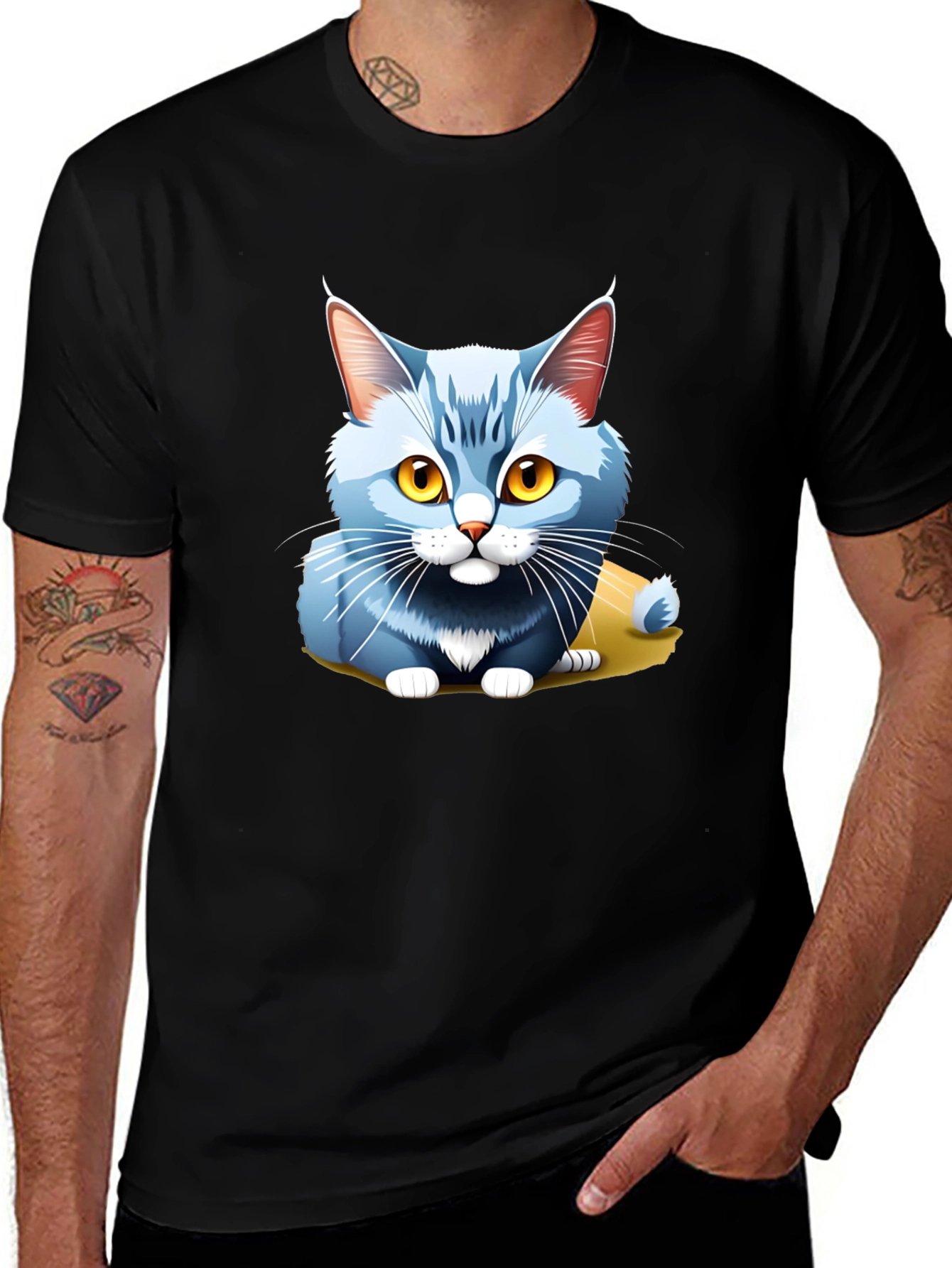 Variant 11 of Cute Cartoon Cat T-Shirt - Soft Cotton Blend