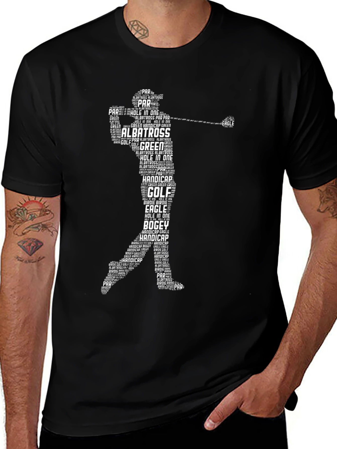 Variant 24 of Golf Word Art Tee - Unique Golfer Silhouette T-Shirt