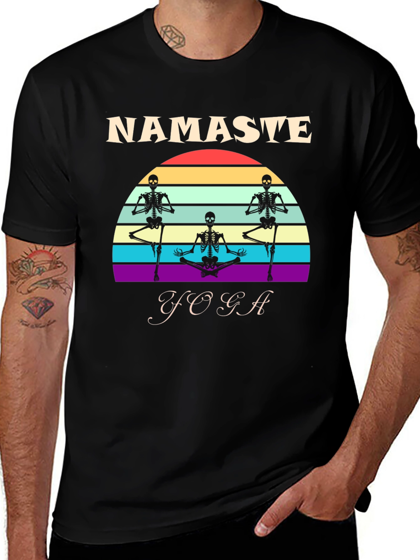 Variant 3 of Namaste Yoga Skeleton Graphic T-Shirt