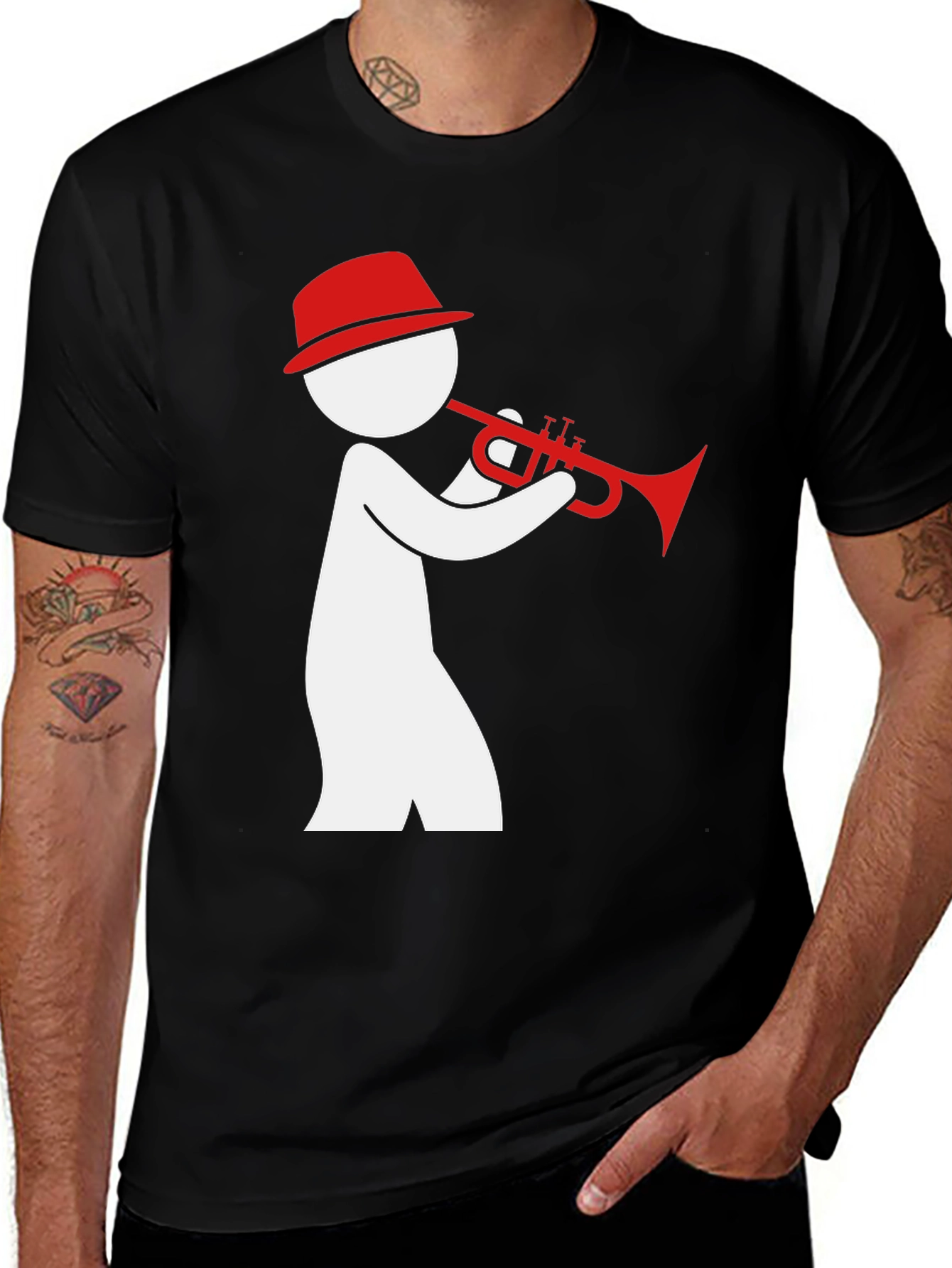 Variant 16 of Jazz Trumpet Player Graphic Tee - Black