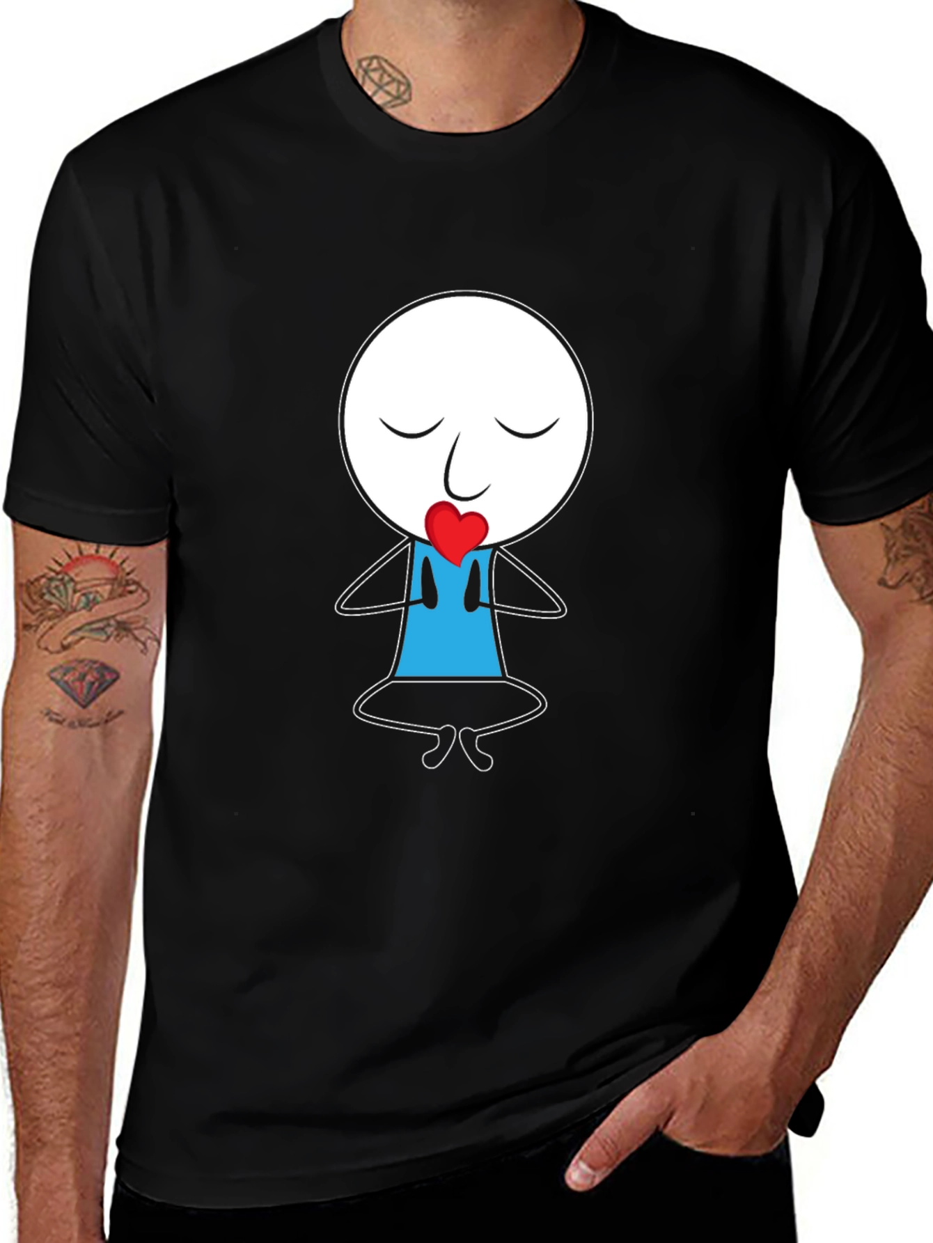 Variant 4 of Meditating Stick Figure Heart T-Shirt