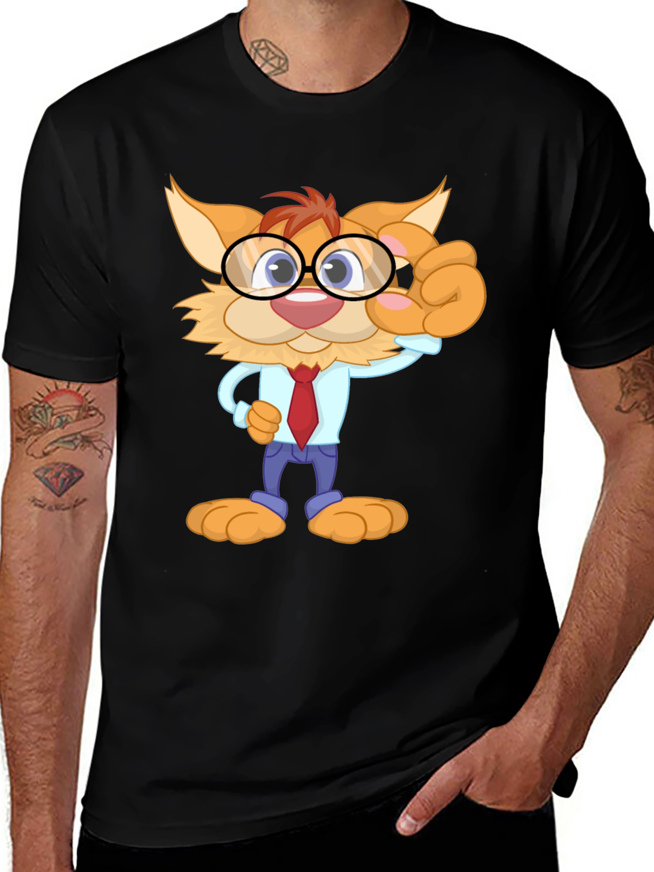 Variant 15 of Cartoon Cat T-Shirt - Black