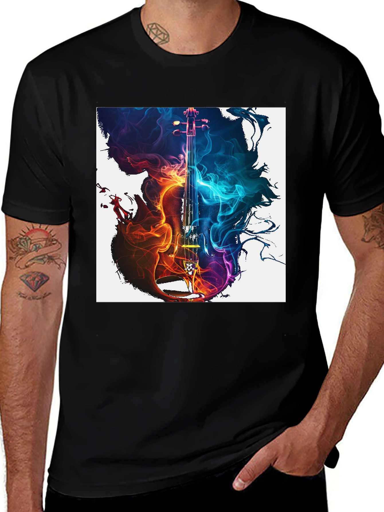 Variant 27 of Fiery Violin Graphic Tee - Music Lover's T-Shirt