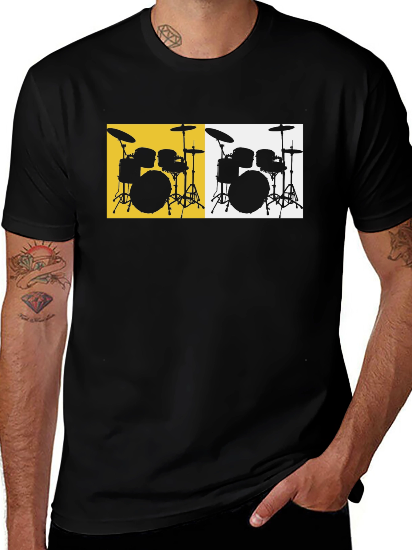 Variant 21 of Cool Drum Kit Graphic Tee - Black