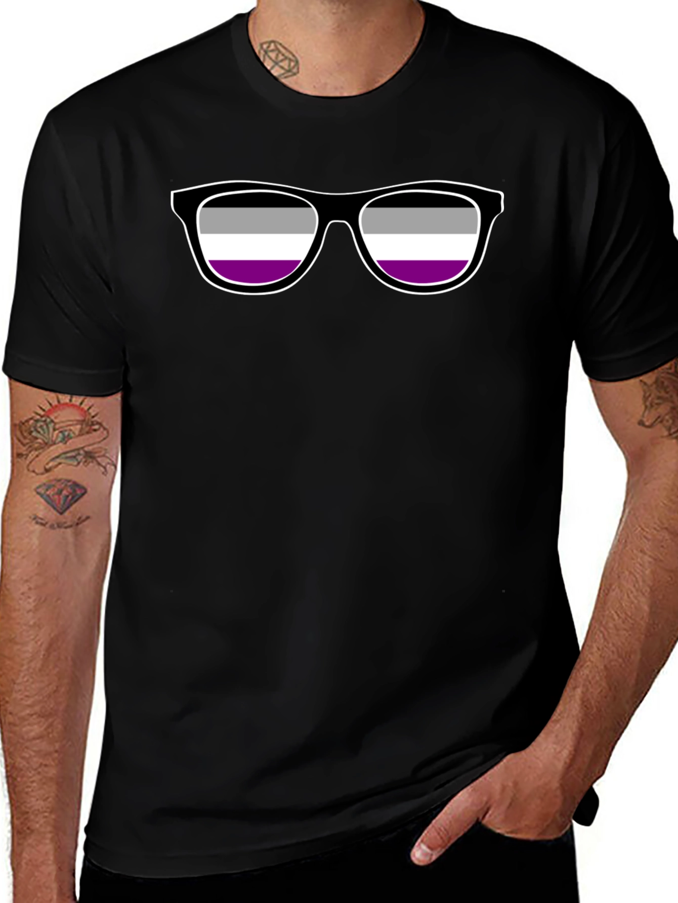 Asexual Pride Sunglasses T-Shirt - Black